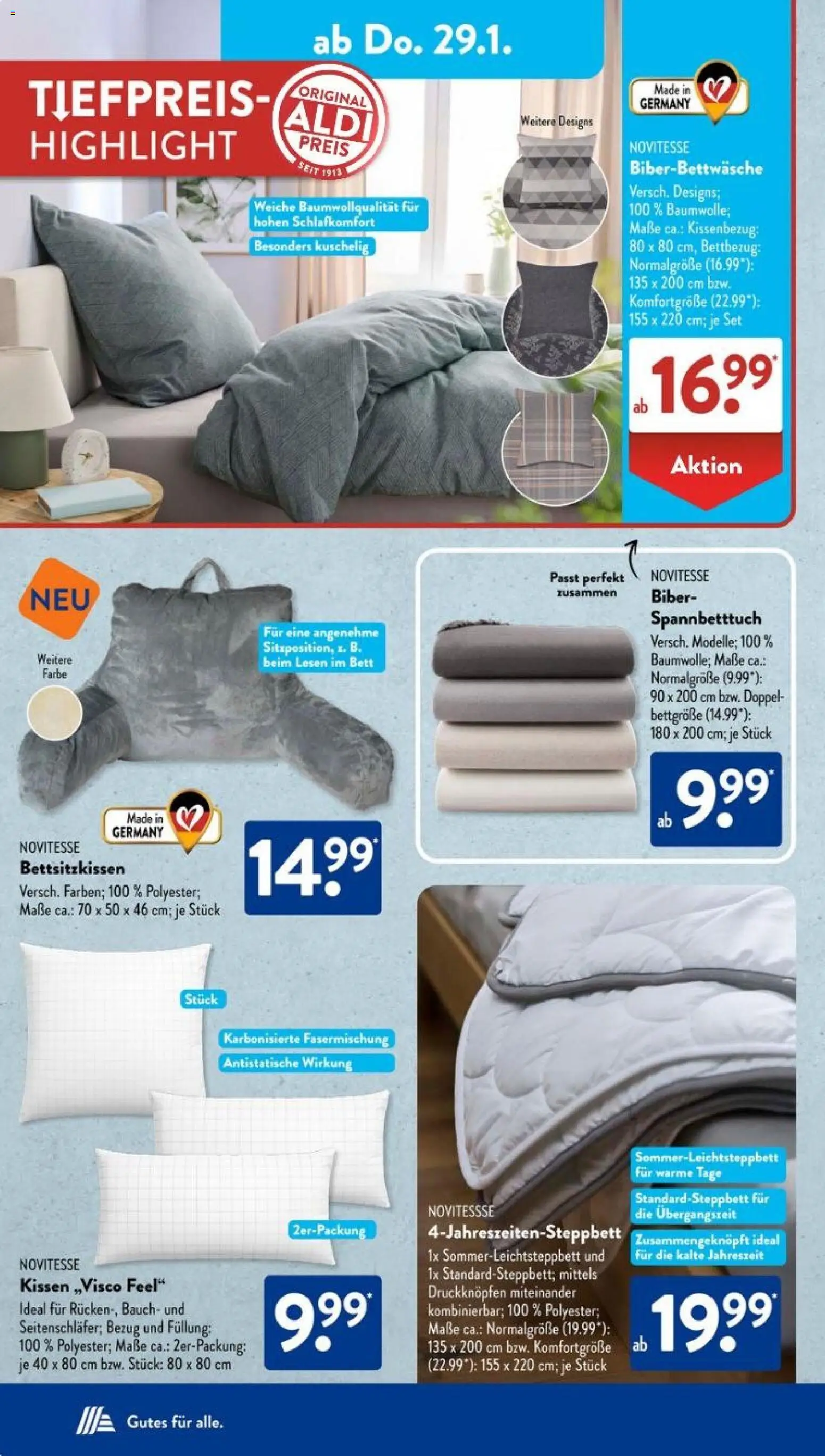 Aldi Süd Prospekt 	 – gültig ab 26.01.2026 | Seite: 8 | Produkte: Bett, Kissen