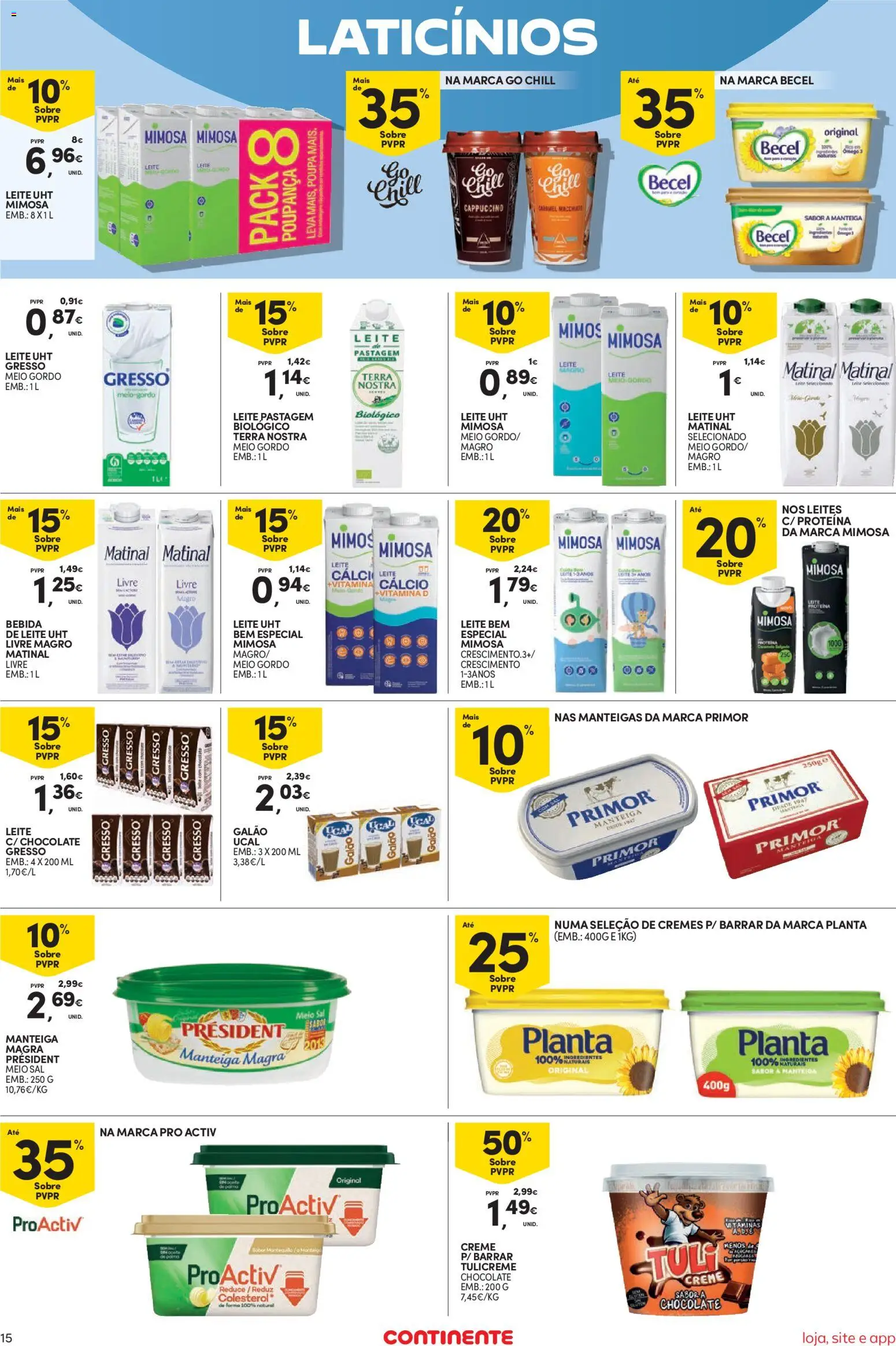Continente Semanal Continente Bom Dia │ válido de 20.01.2026 | Página: 15 | Produtos: Sal, Leite, Chocolate, Bebida
