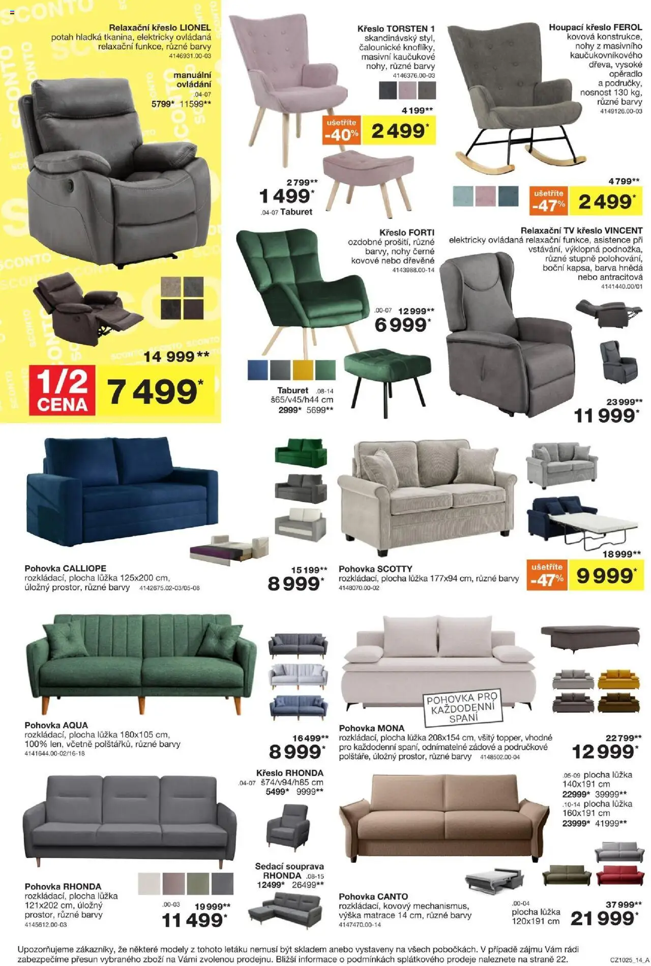 Sconto nábytek leták od 06.08.2025 | Strana: 14 | Produkty: Sedací souprava, Tv, Matrace, Pohovka