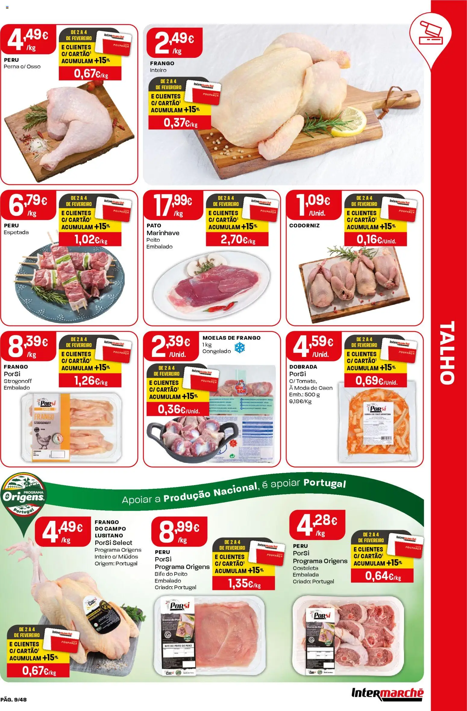 Intermarché folheto │ válido de 29.01.2026 | Página: 9 | Produtos: Frango, Peru, Carne, Moelas