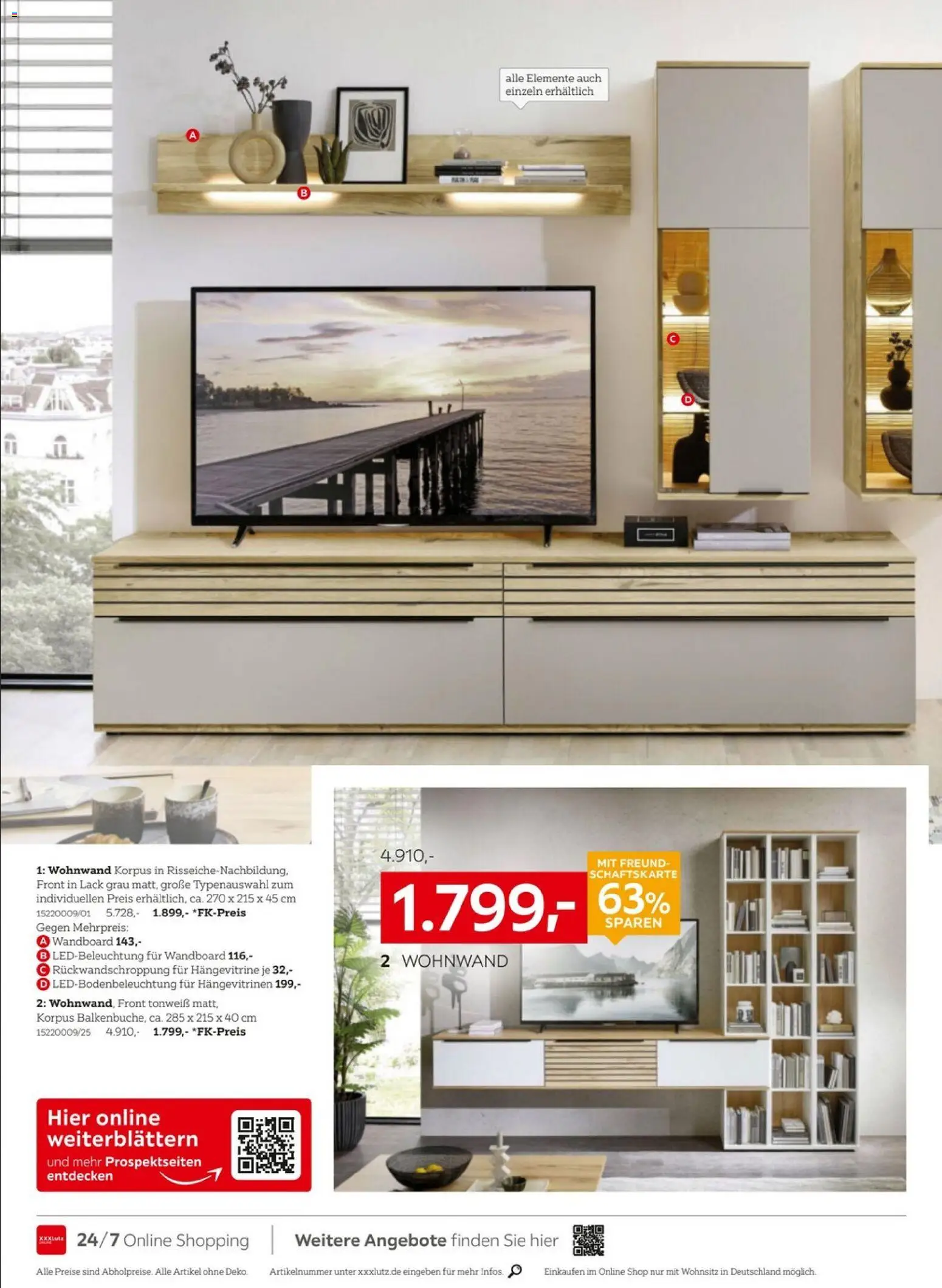 XXXLutz Nr. 1 beim Preis – gültig ab 04.04.2026 | Seite: 8 | Produkte: Wohnwand, Wandboard, Hängevitrine