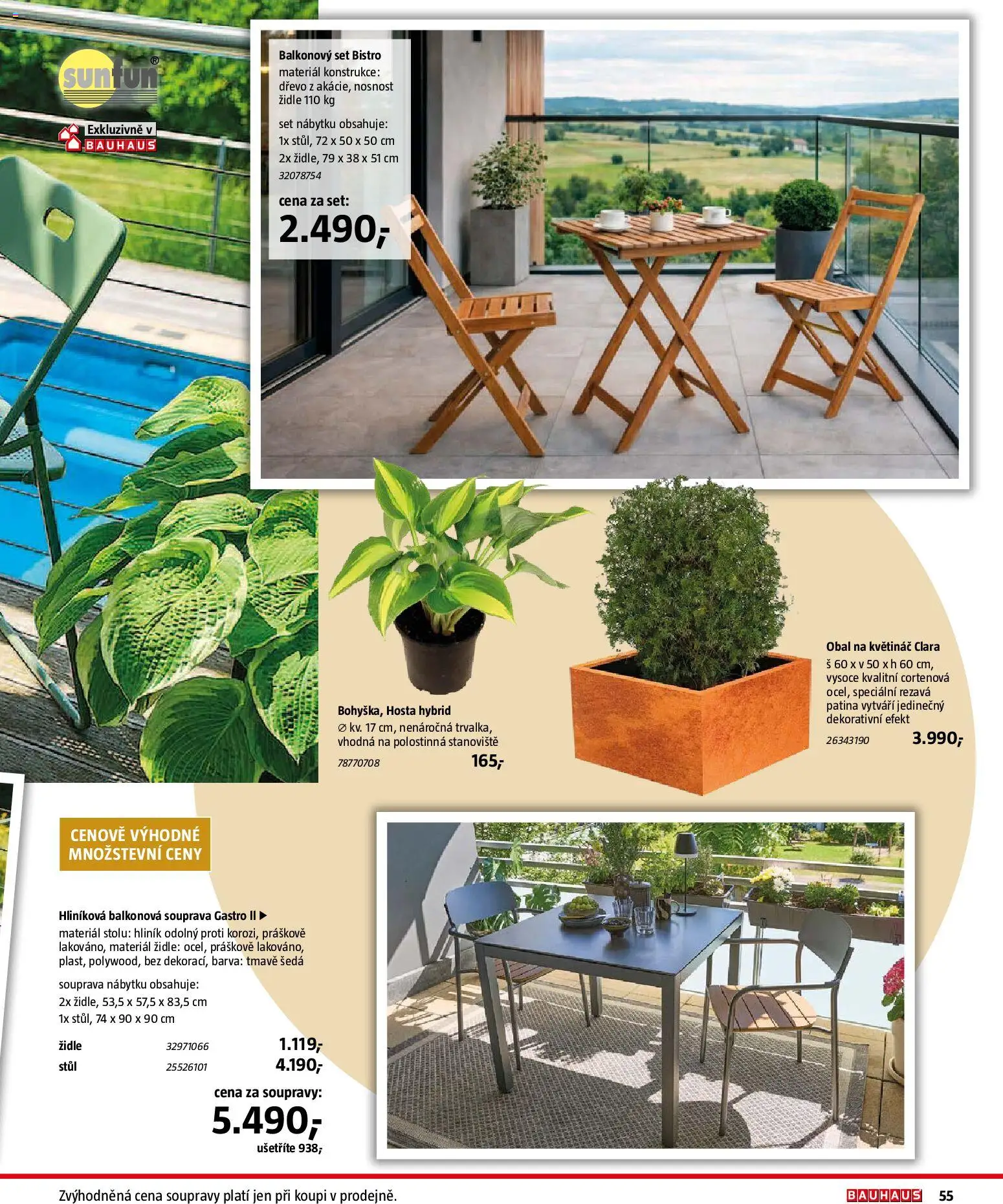 Bauhaus katalog Záhradní nábytek od 08.04.2026 | Strana: 55 | Produkty: Obal na květináč, Stůl, Židle, Květináč