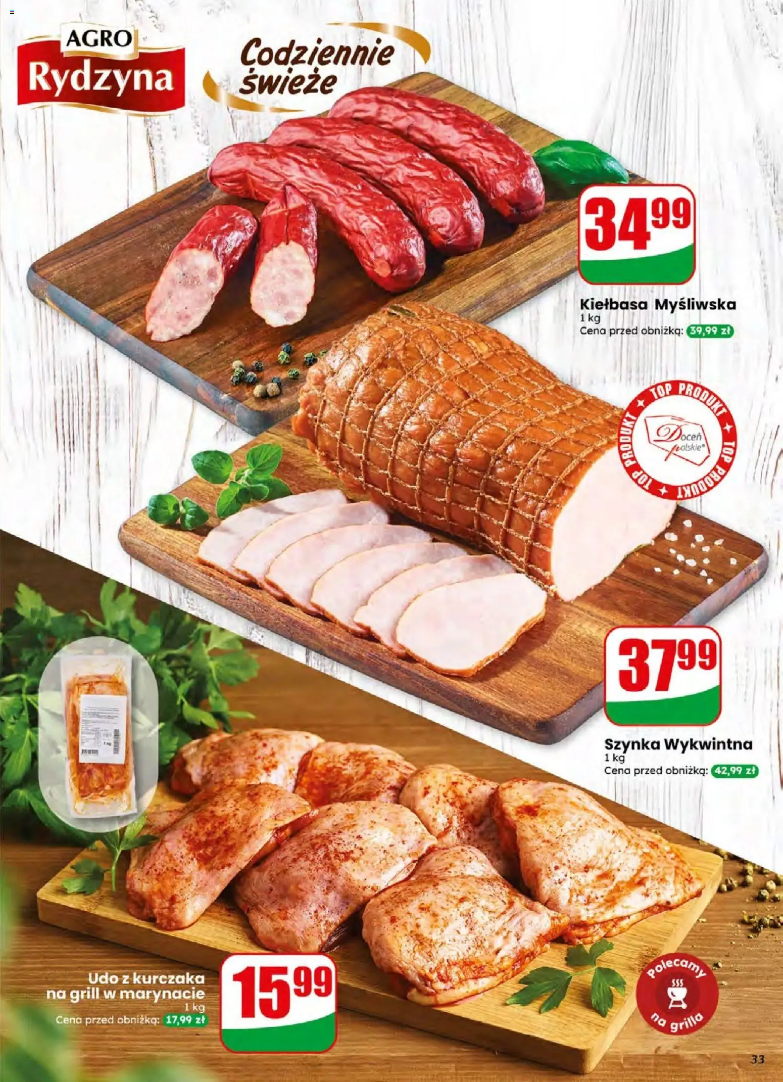 Dino gazetka od 15.04.2026 | Strona: 33 | Produkty: Top, Grill, Myśliwska, Szynka