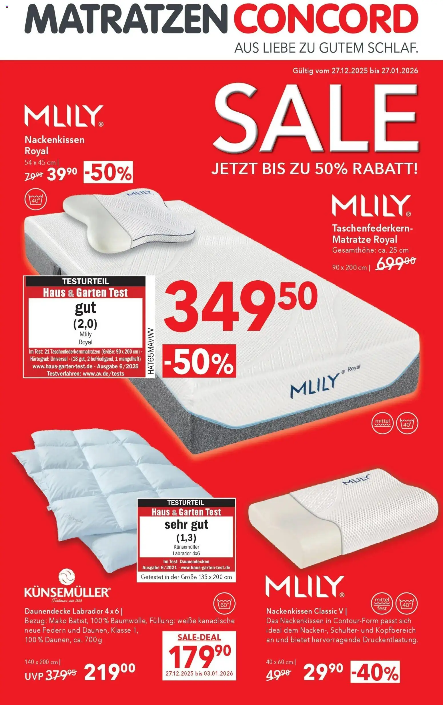 Matratzen Concord Sankt Johann in Tirol  gültig ab 27.12.2025 | Seite: 1 | Produkte: Matratze