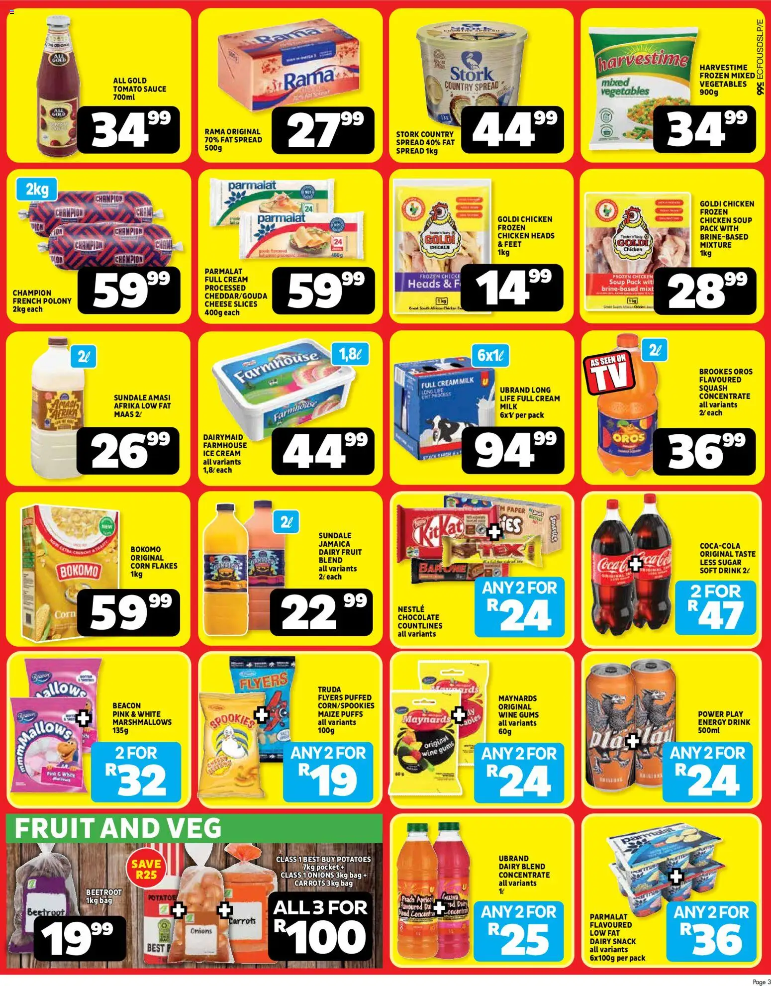 New Usave catalogue – valid from 20.04.2026 | Page: 3 | Products: Corn, Cheese, Vegetables, Fat spread