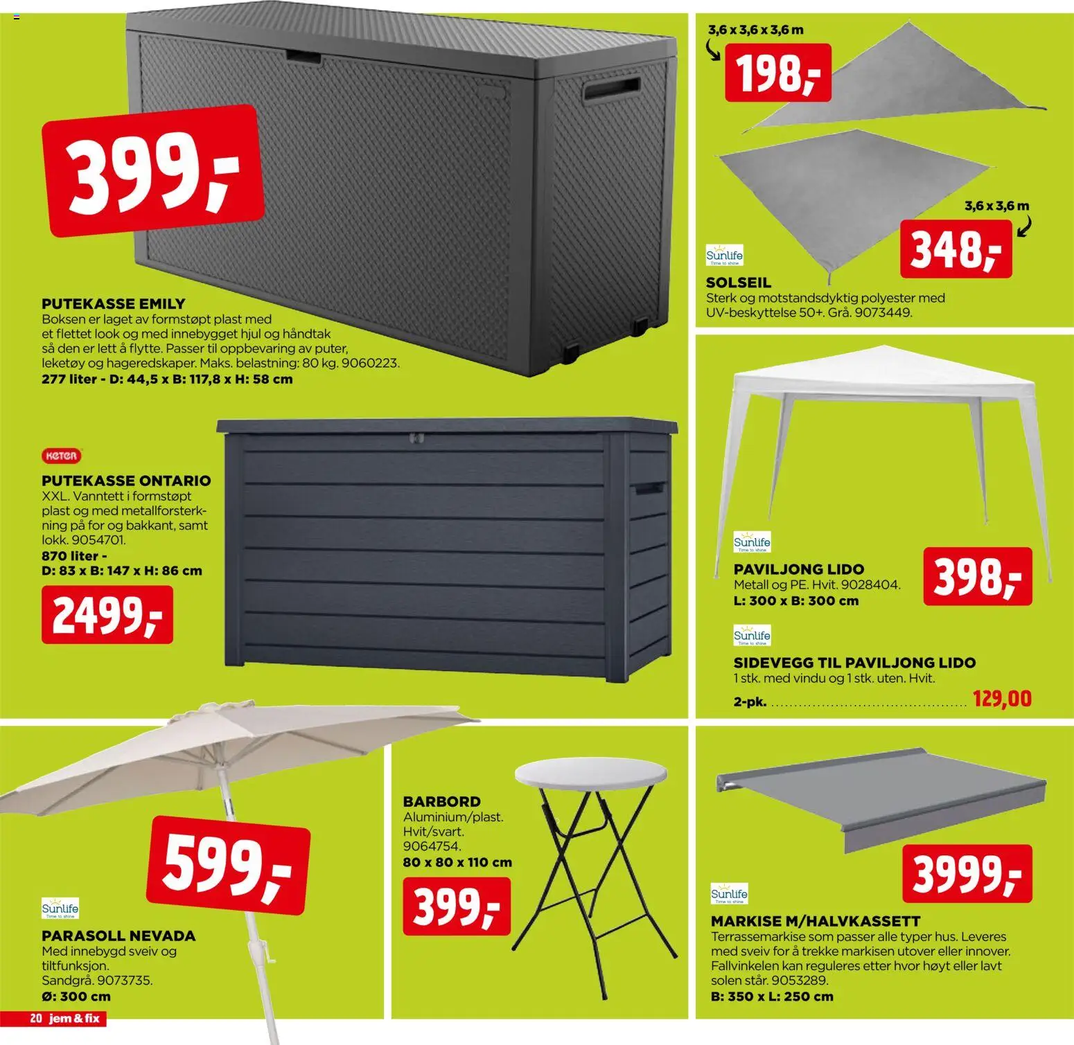 {H1} | Side: 20 | Produkter: Barbord, Суміш дитяча, Parasoll, Paviljong