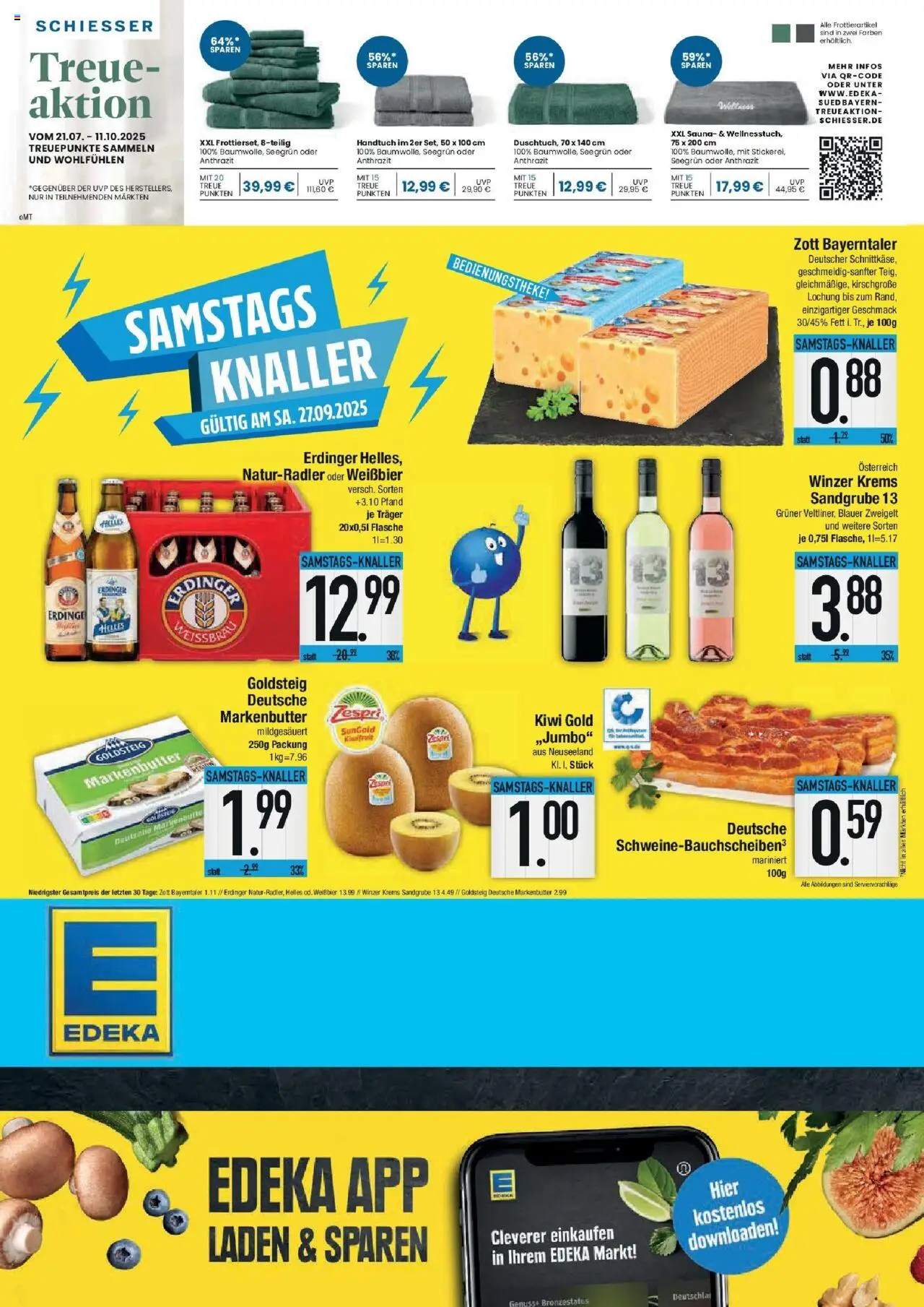 Edeka prospekt Hunderdorf	 – gültig ab 21.09.2025 | Seite: 20 | Produkte: Erdinger, Butter, Weißbier, Kiwi