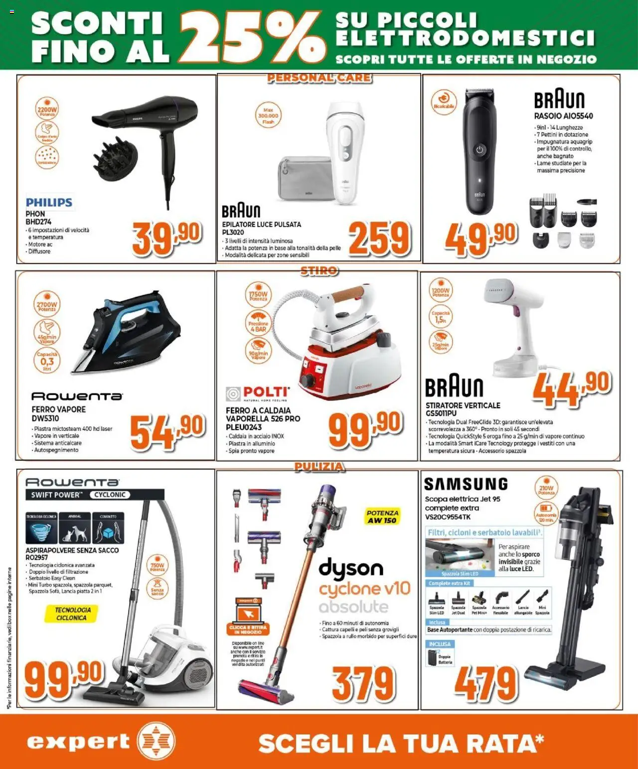 Volantino Expert del 11.09.2025 | Pagina: 11 | Prodotti: Stiratore verticale, Anticalcare, Aspirapolvere, Epilatore