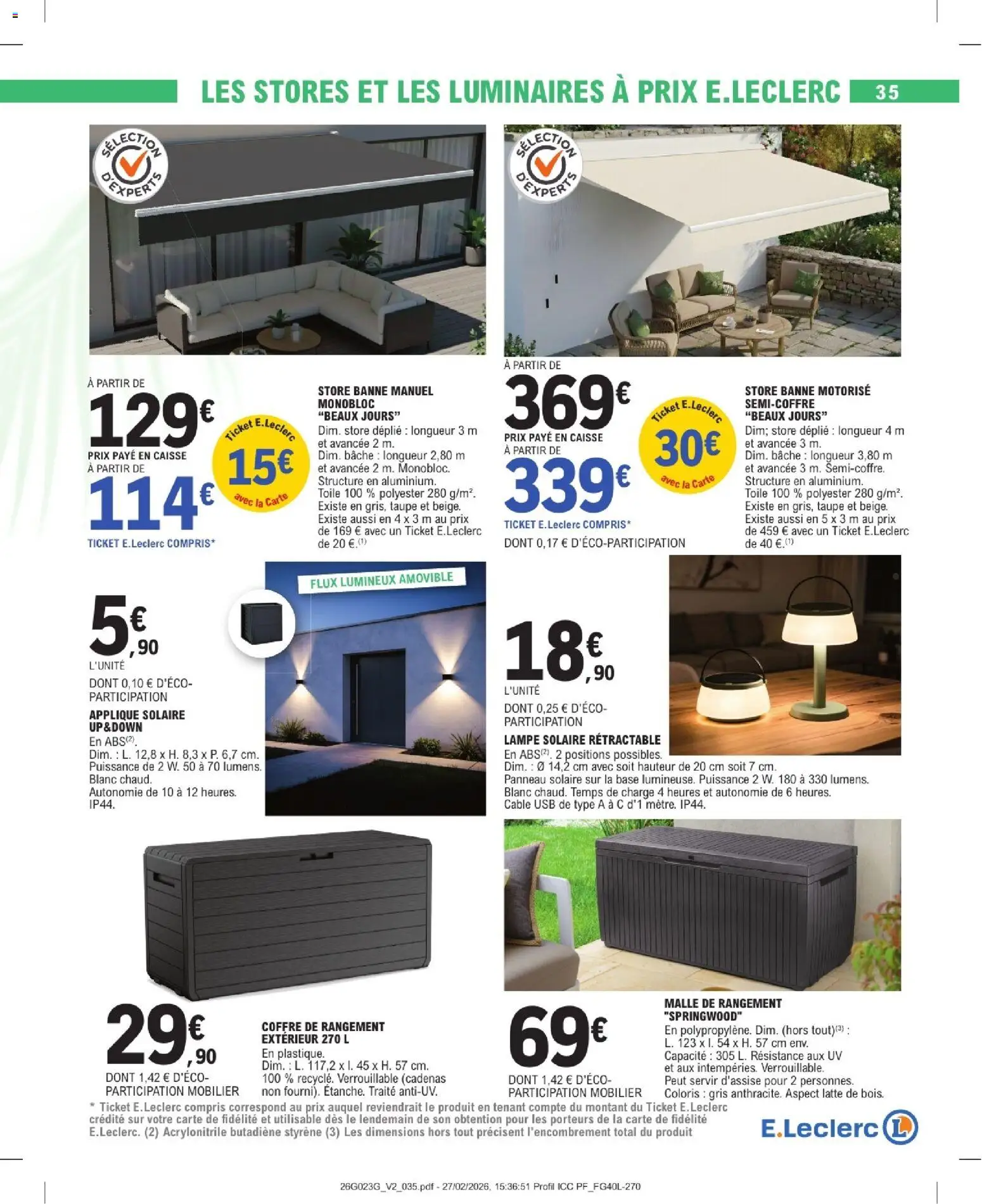 {H1} | Page: 35 | Produits: USB, Store, Lampe, Coffre de rangement