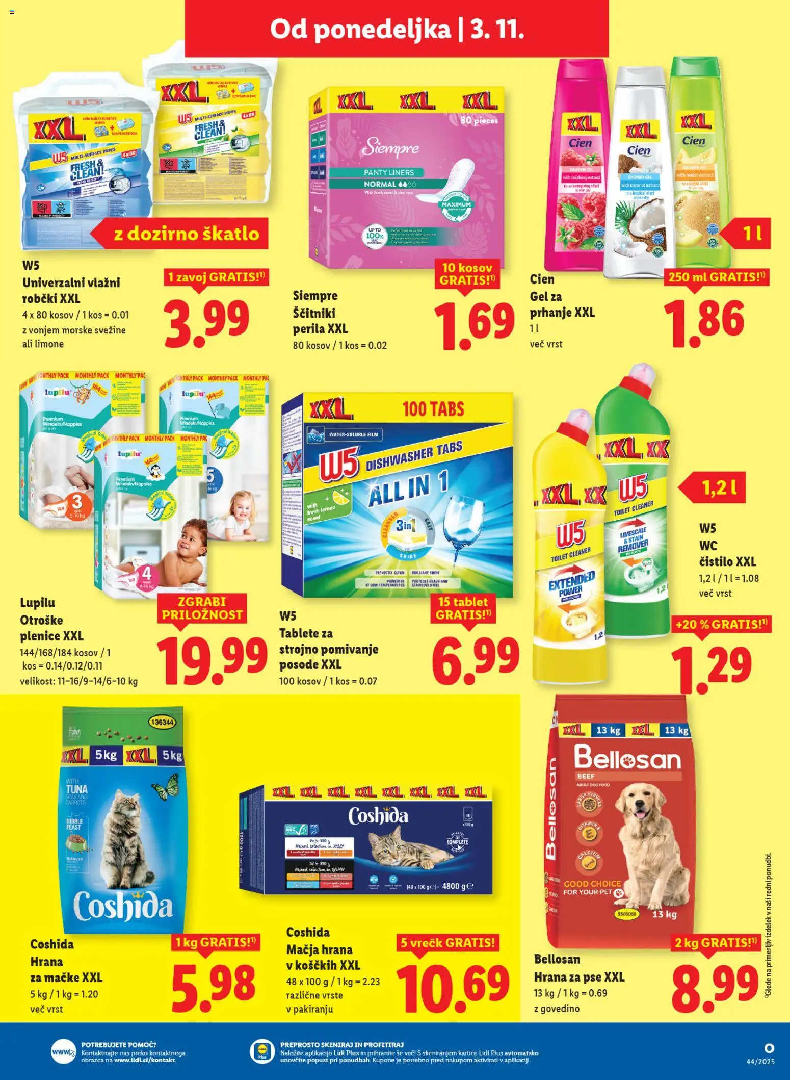 Novi Lidl katalog ponudbe – veljaven od 29.10.2025 | Stran: 47 | Izdelki: Plenice, Hrana za pse, Tuna, Robčki