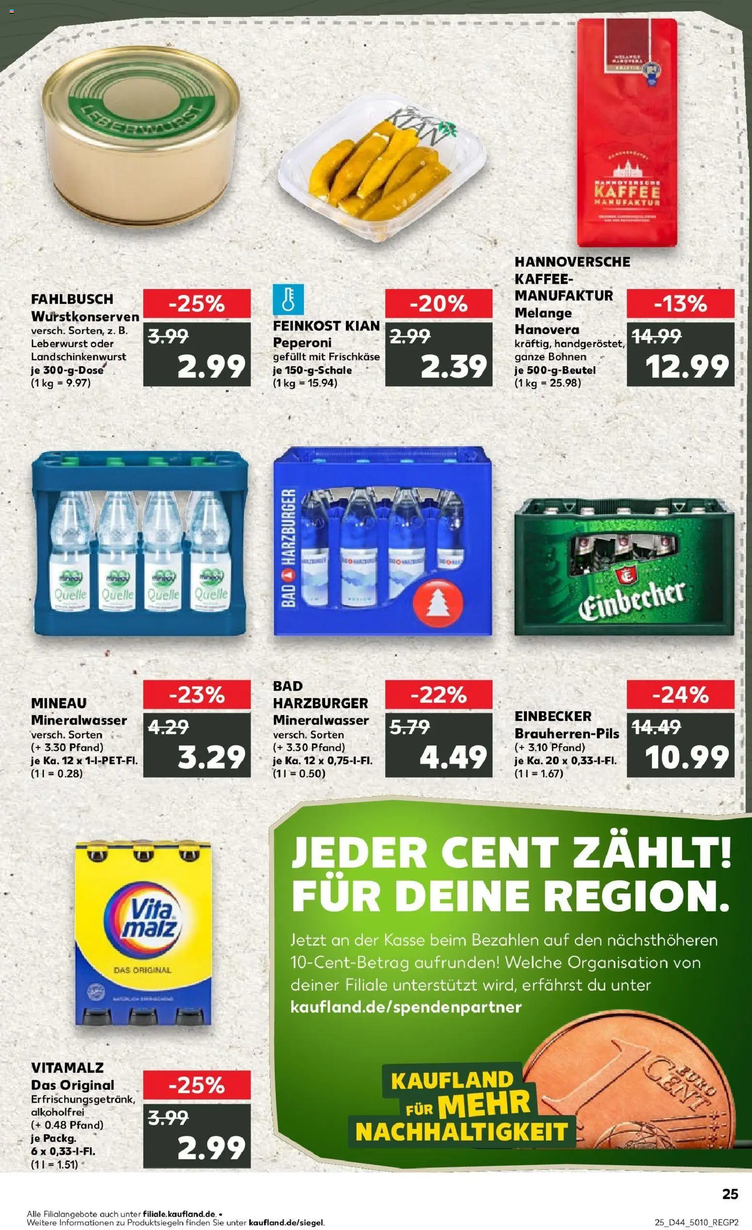 Kaufland prospekt Hildesheim	 – gültig ab 30.10.2025 | Seite: 25 | Produkte: Kaffee, Bad, Mineralwasser, Frischkase