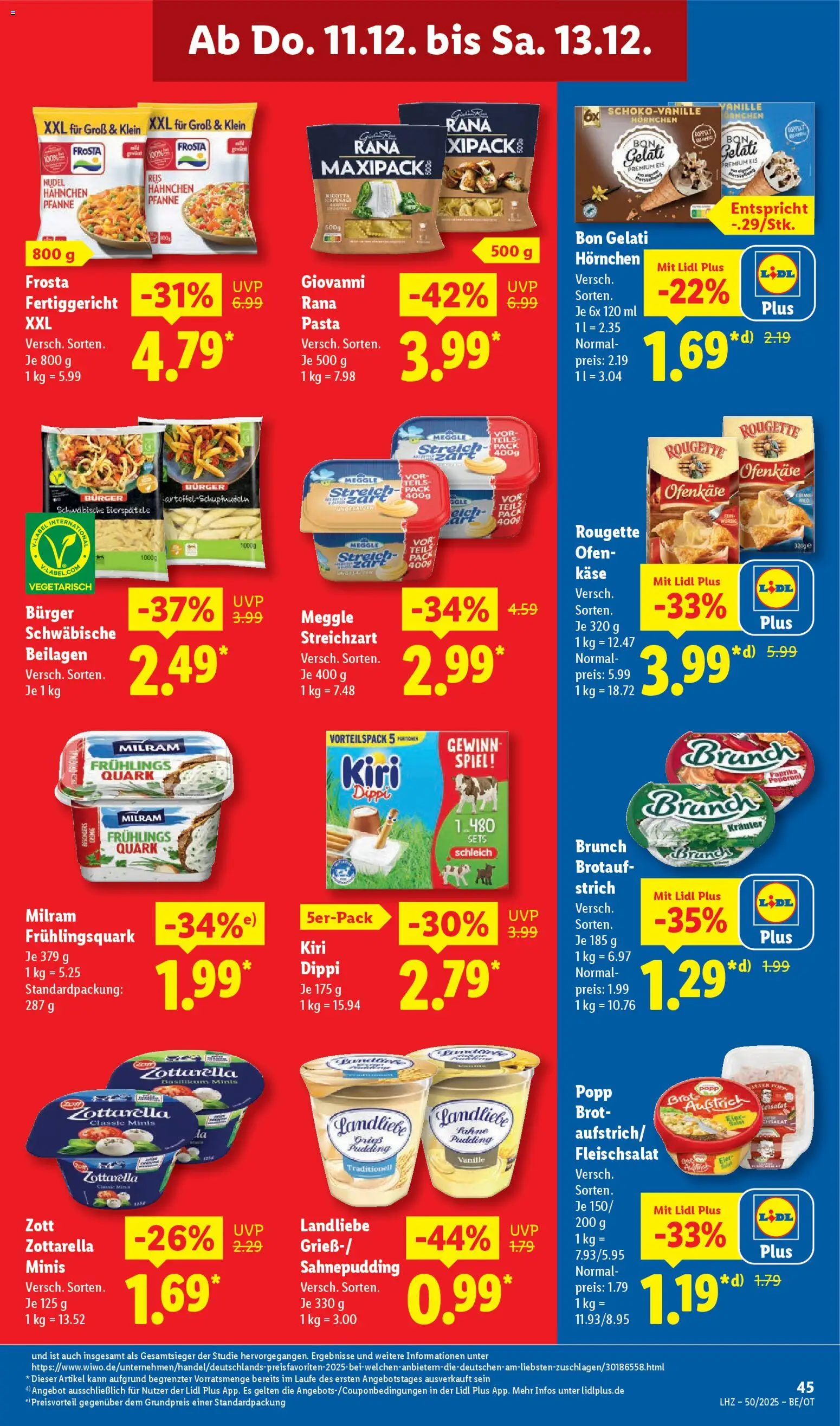Lidl Prospekt Grimma – gültig ab 08.12.2025 | Seite: 65 | Produkte: Quark, Milram, Pasta, Eis