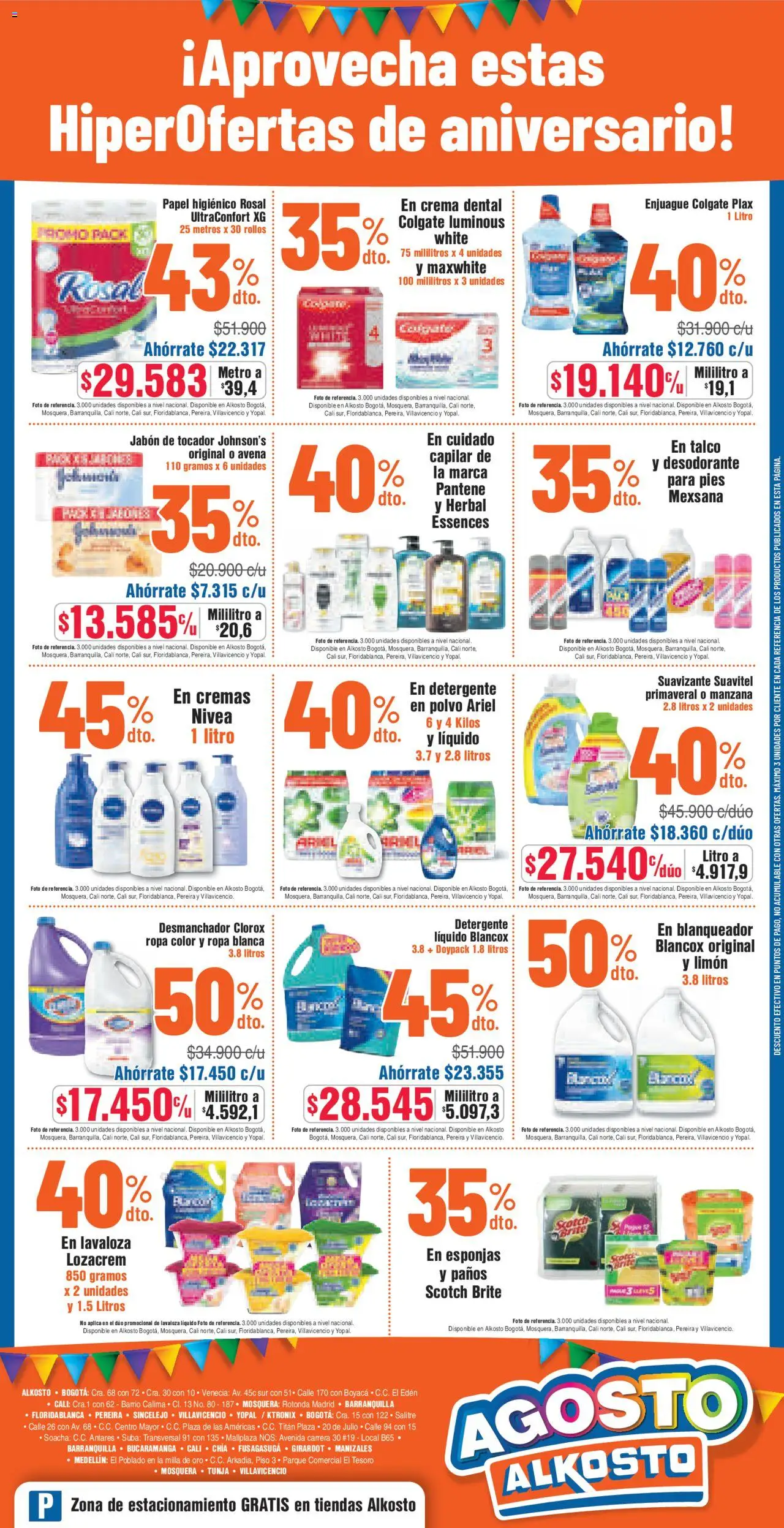 Alkosto folleto │ válido desde el 02.08.2025 | Página: 12 | Productos: Jabón, Desodorante, Manzana, Detergente líquido
