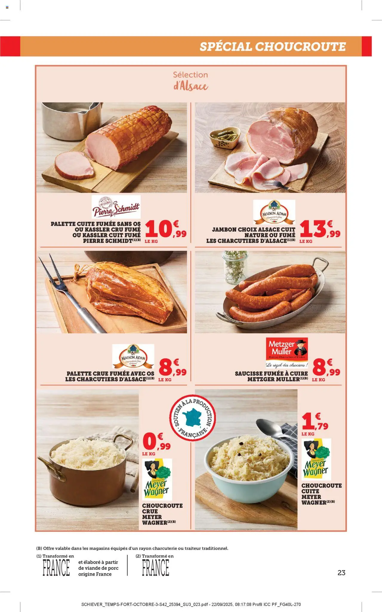 {H1} | Page: 23 | Produits: Viande de porc, Jambon, Porc, Choucroute cuite