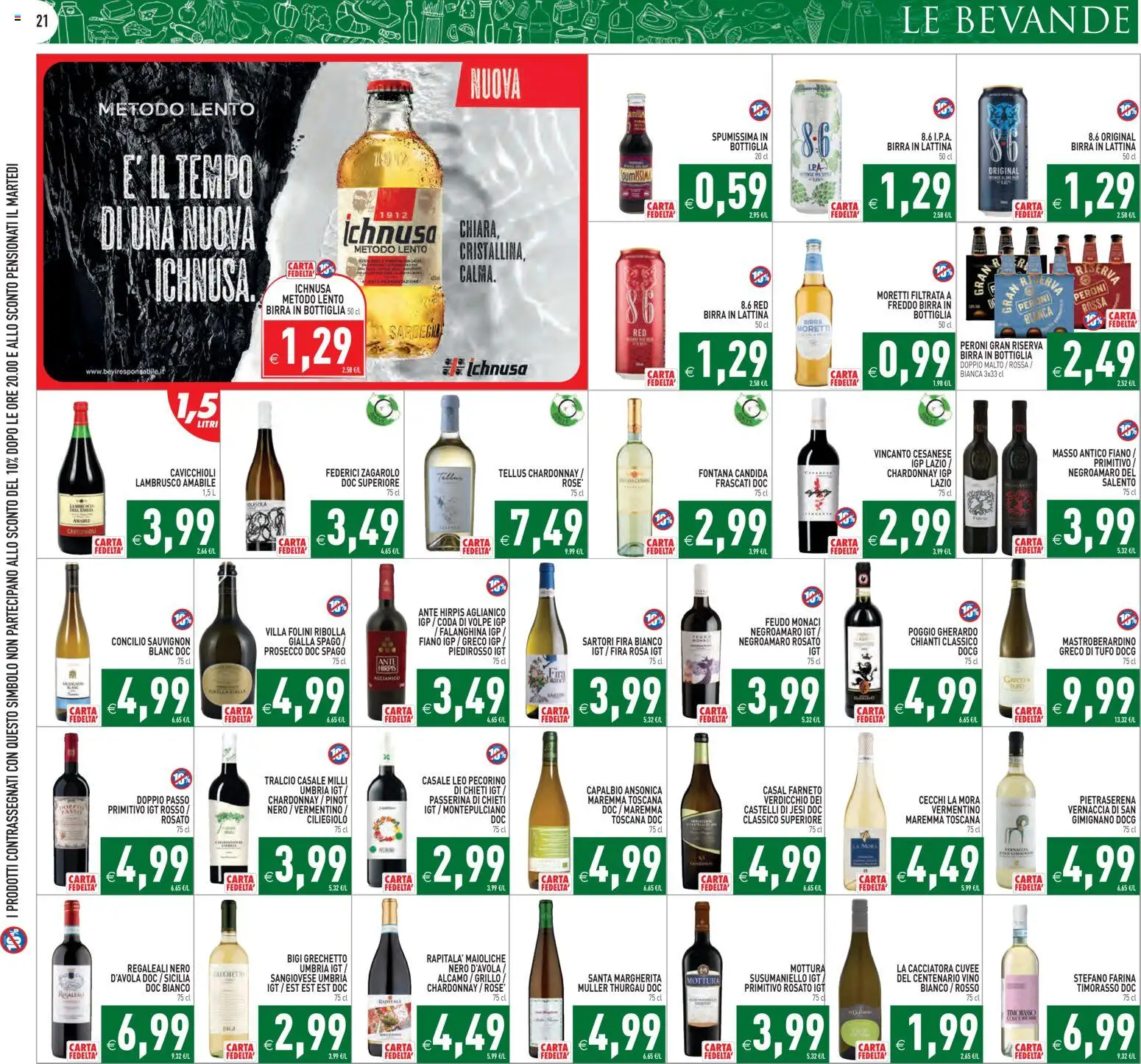 Volantino PIM Supermercati del 07.04.2026 | Pagina: 21 | Prodotti: Birra, Prosecco, Farina, Bottiglia