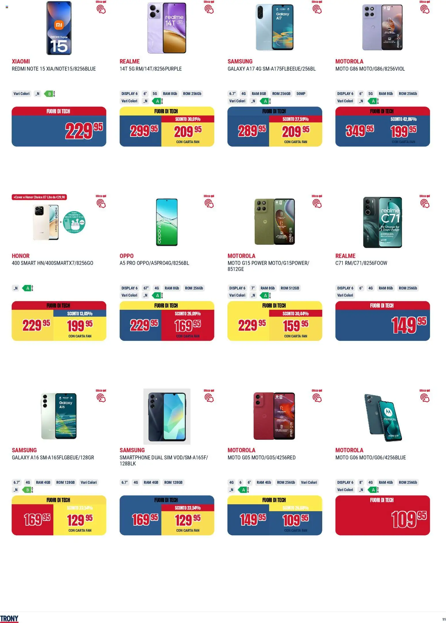 Volantino Trony del 19.02.2026 | Pagina: 11 | Prodotti: Xiaomi, Smartphone, Fan, Samsung
