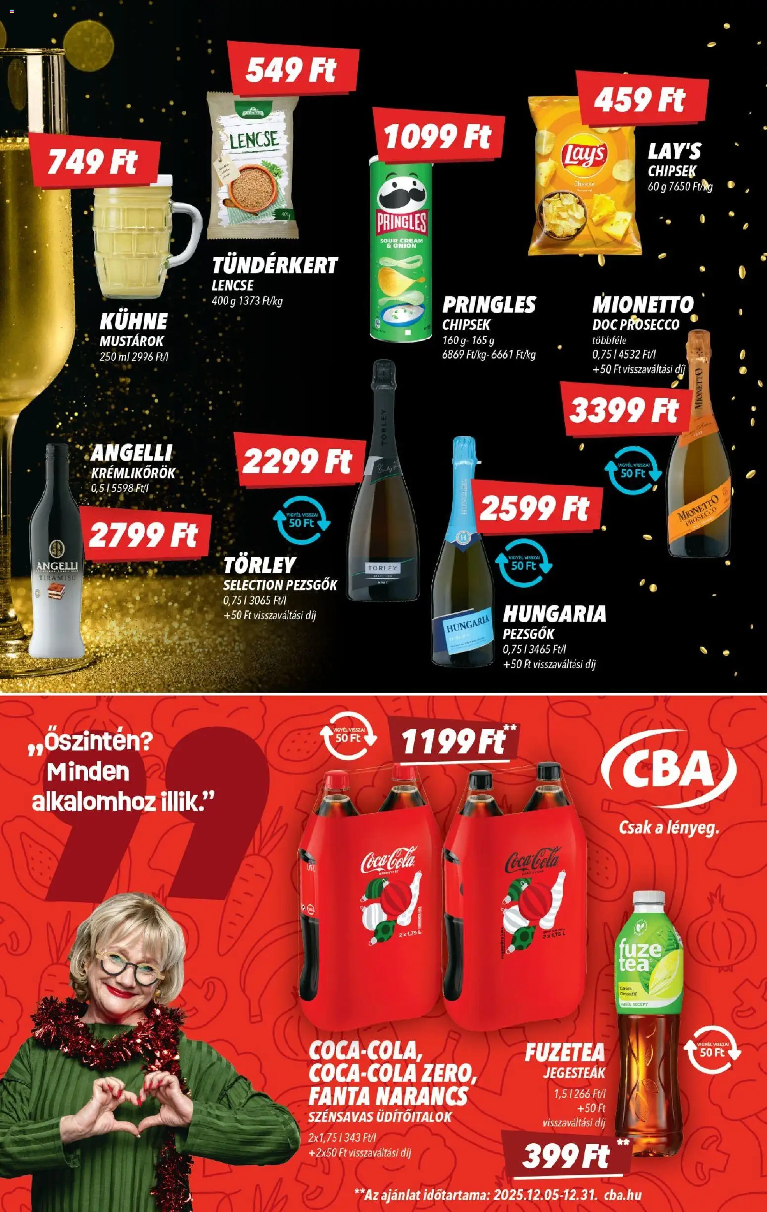 CBA akciós ujság - amely érvényes a következő dátumtól: 18.12.2025 | Oldal: 5 | Termékek: Pringles, Coca Cola, Lencse, Citrom