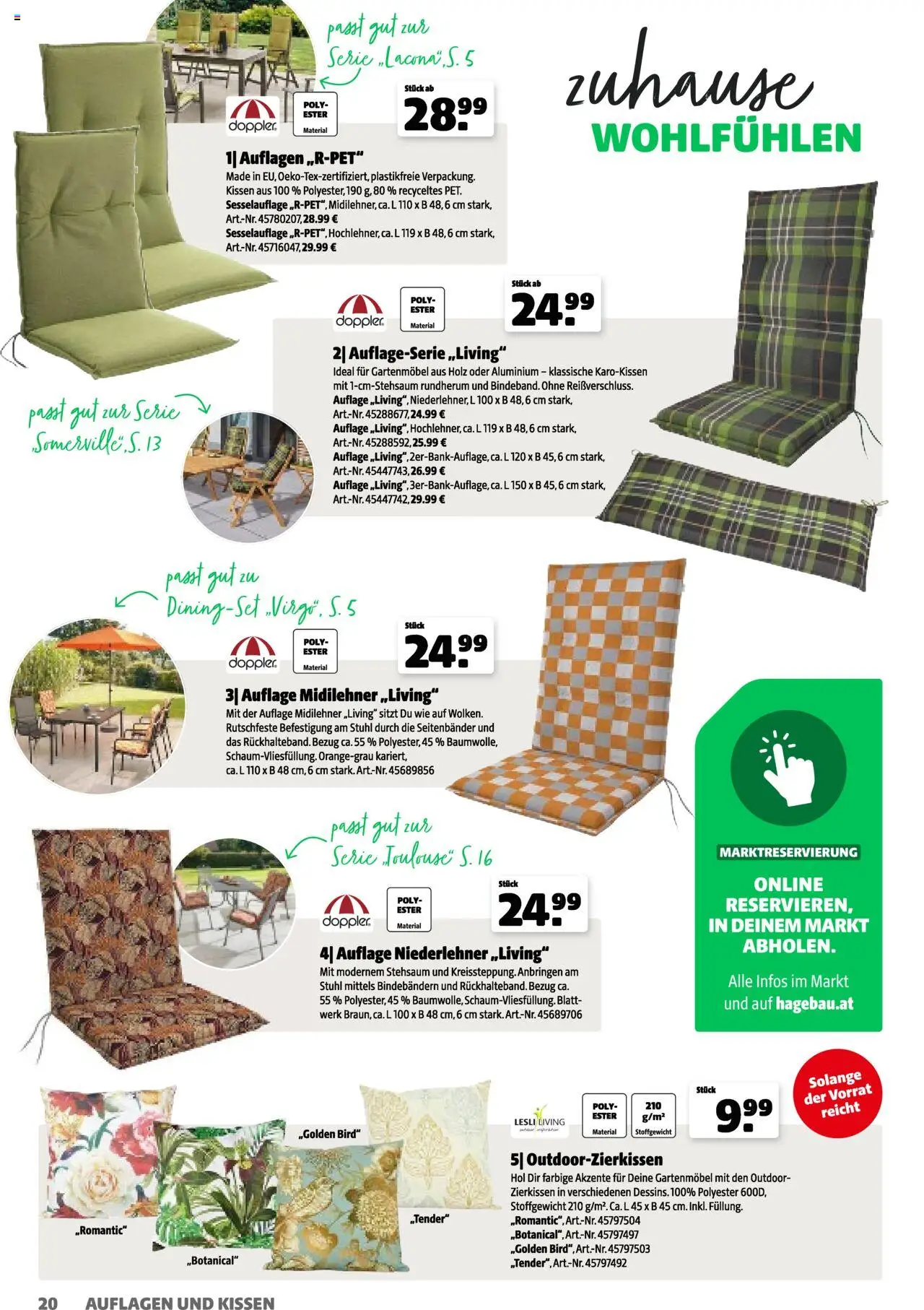 Hagebau Gartenkatalog 2025 gültig ab 05.03.2025 | Seite: 20 | Produkte: Kissen, Gartenmöbel, Box