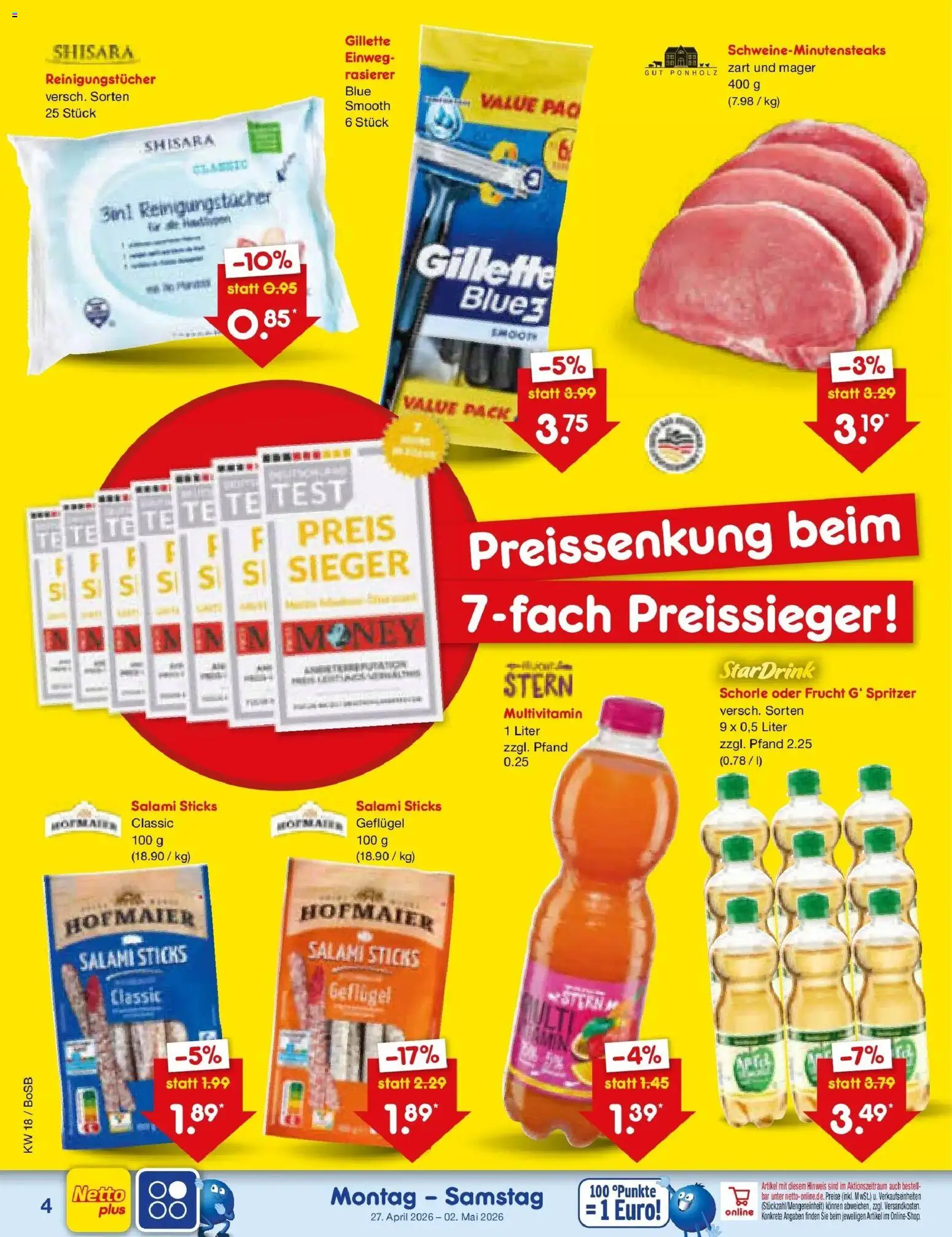 Netto Marken-Discount Prospekt Stadtlohn	 – gültig ab 27.04.2026 | Seite: 6 | Produkte: Rasierer, Reinigungstücher, Salami