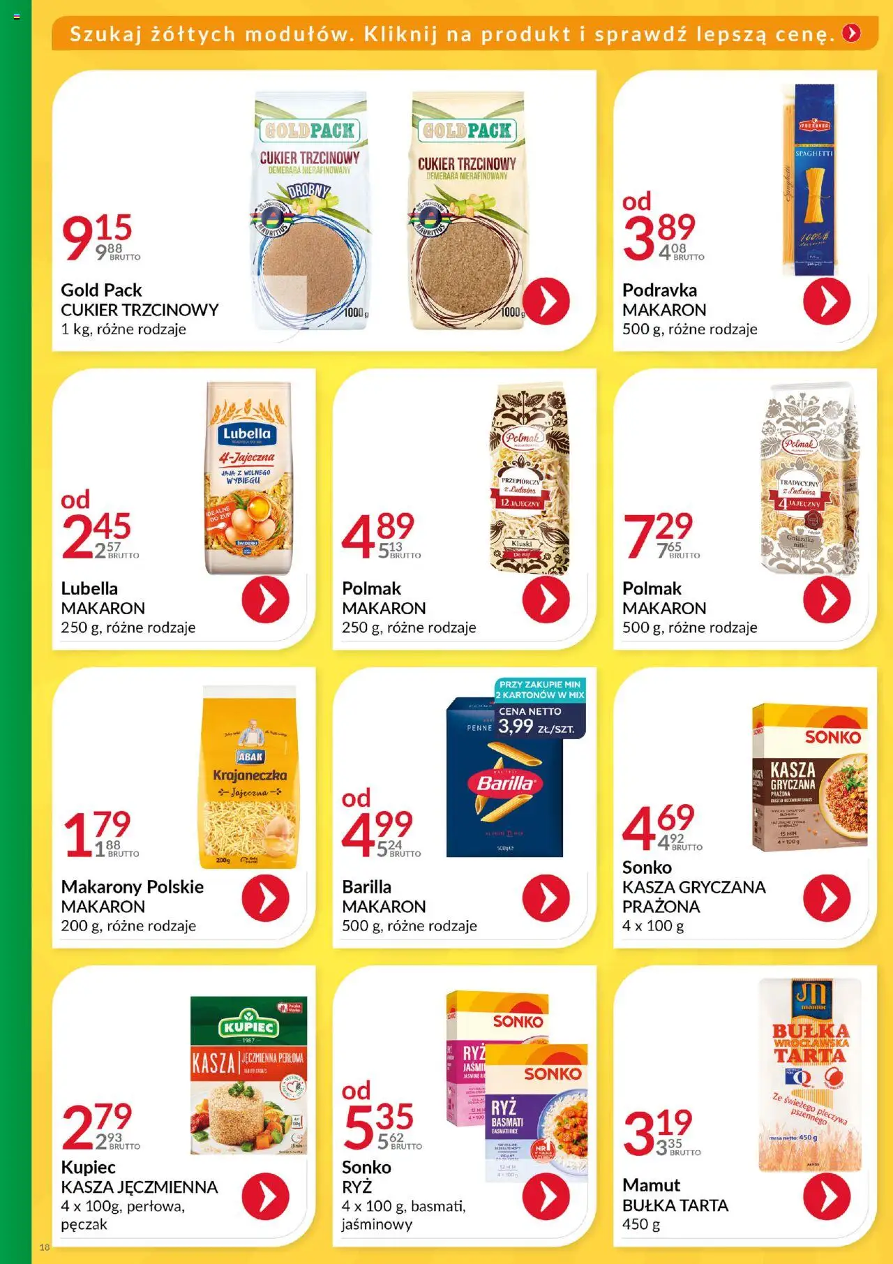Eurocash Gazetka - Katalog Artykułów Spożywczych od 01.06.2025 | Strona: 18 | Produkty: Kasza gryczana, Bułka tarta, Makaron, Jaja