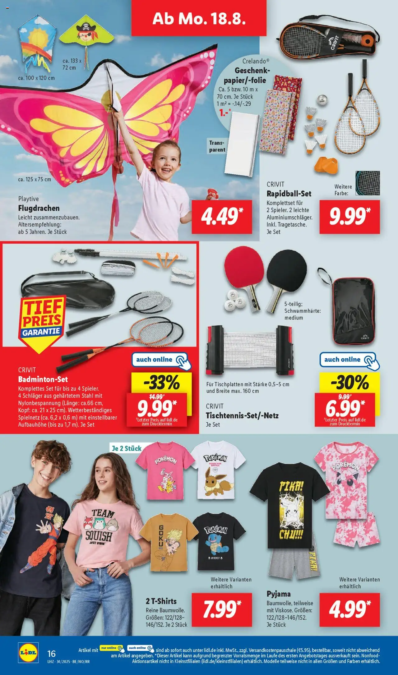 Lidl Prospekt Brakel 	 - gültig ab dem 18.08.2025 | Seite: 26 | Produkte: Badmintonset, Pyjama