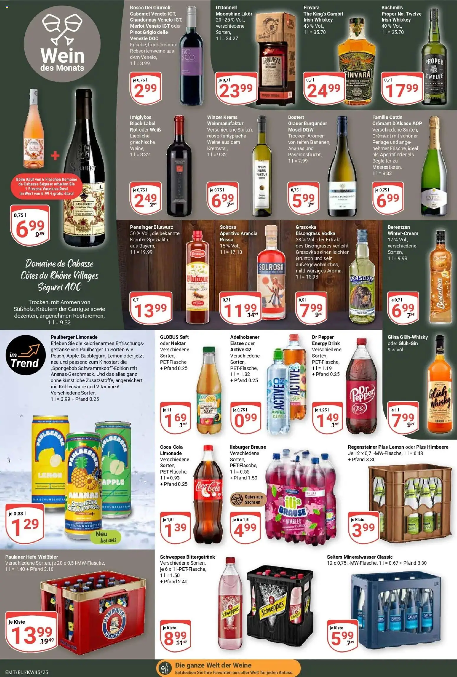 Globus prospekt Mittelhausen	 – gültig ab 02.11.2025 | Seite: 15 | Produkte: Whisky, Energy, Merlot, Schweppes