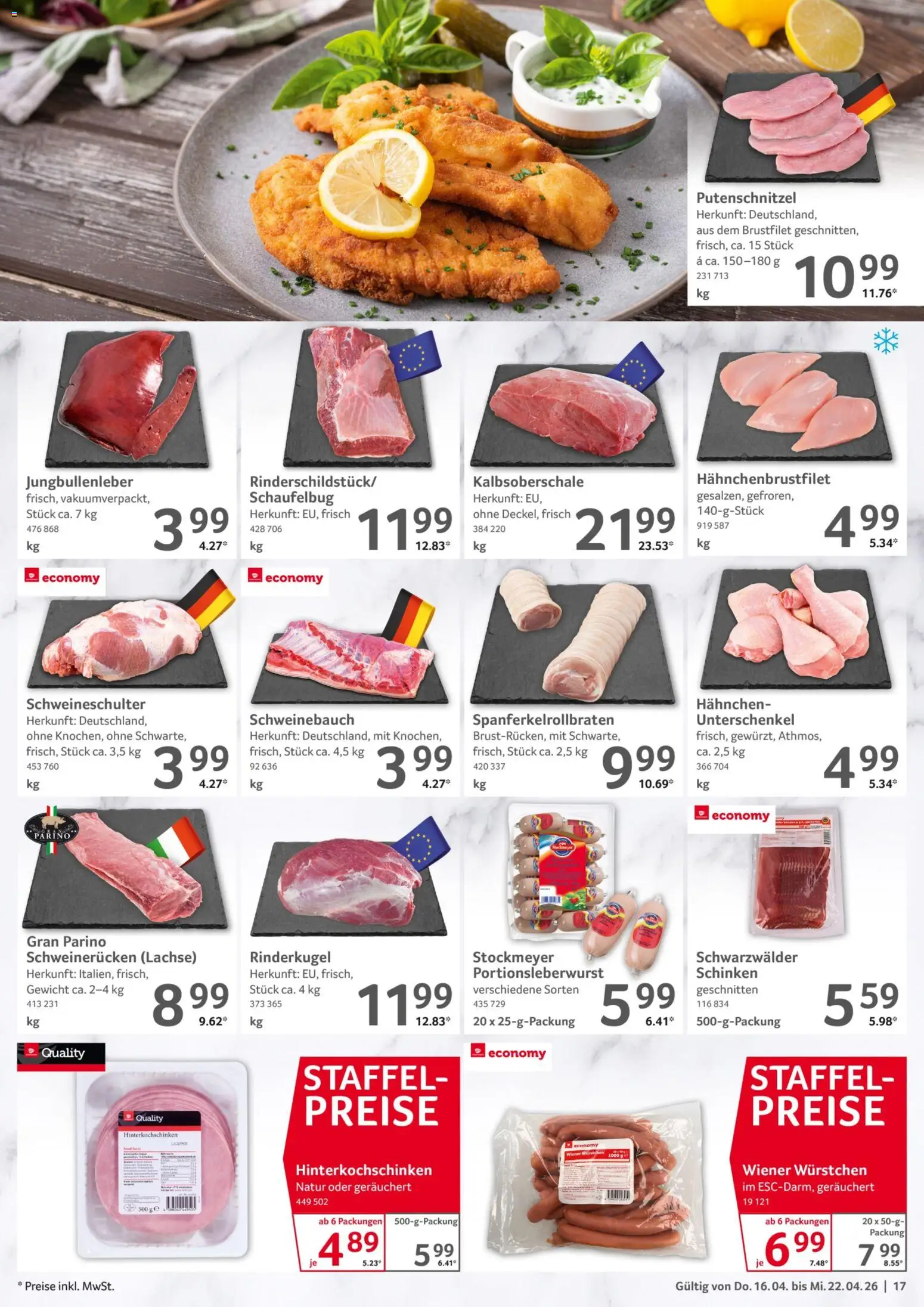 Selgros Prospekt 	 – gültig ab 16.04.2026 | Seite: 17 | Produkte: Gewicht, Hahnchen, Schweinebauch, Schweinerucken