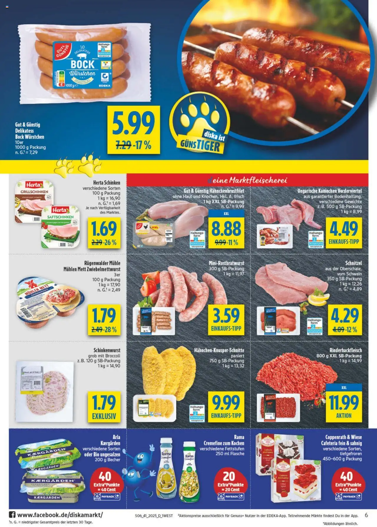 Diska - diska Angebote Bayern KW41 – gültig ab 06.10.2025 | Seite: 6 | Produkte: Rama, Kaninchen, Schnitzel, Schinken