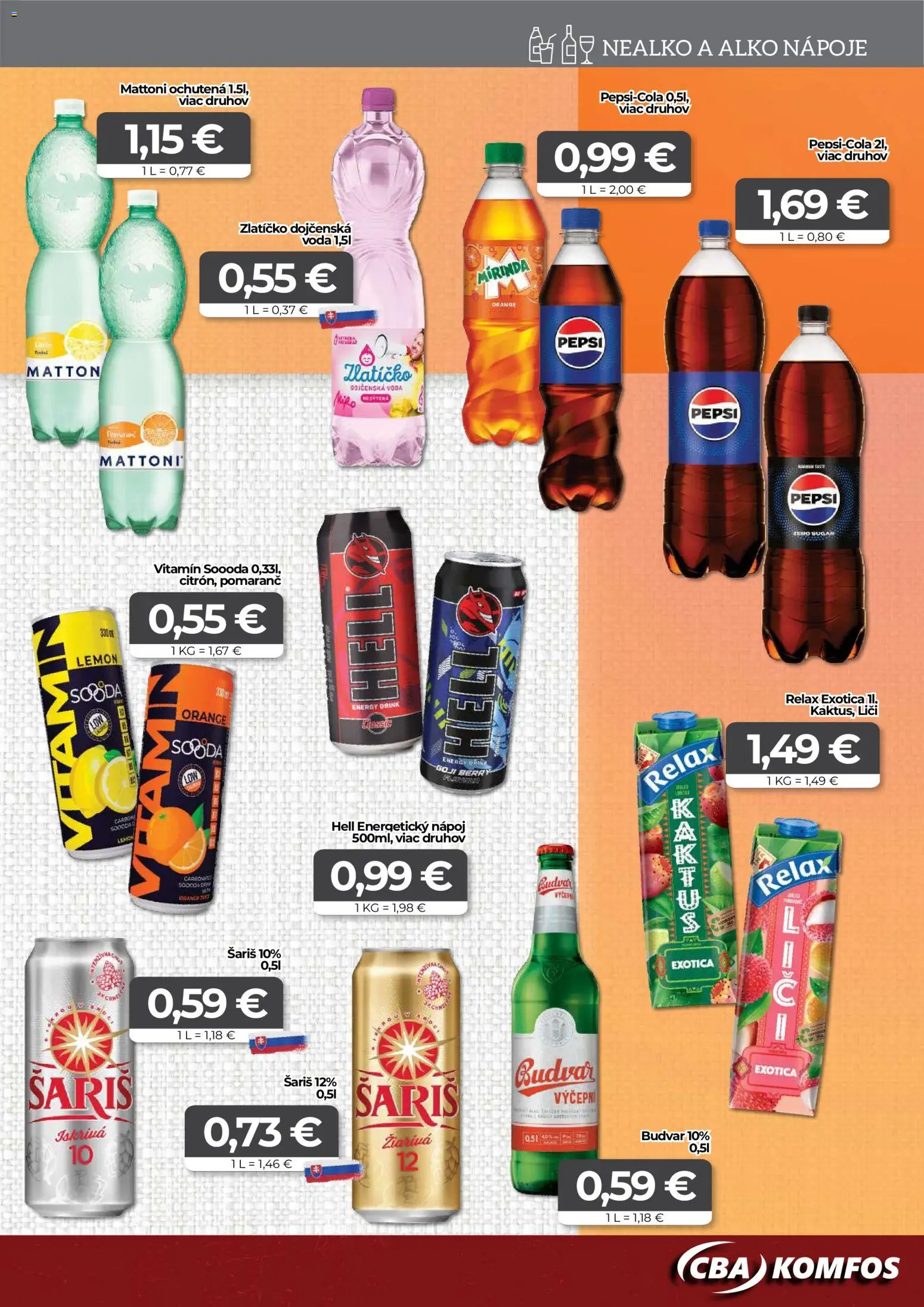 Nové CBA Komfos akcie – leták je platný od 12.12.2025 | Strana: 11 | Produkty: Liči, Budvar, Voda, Pepsi