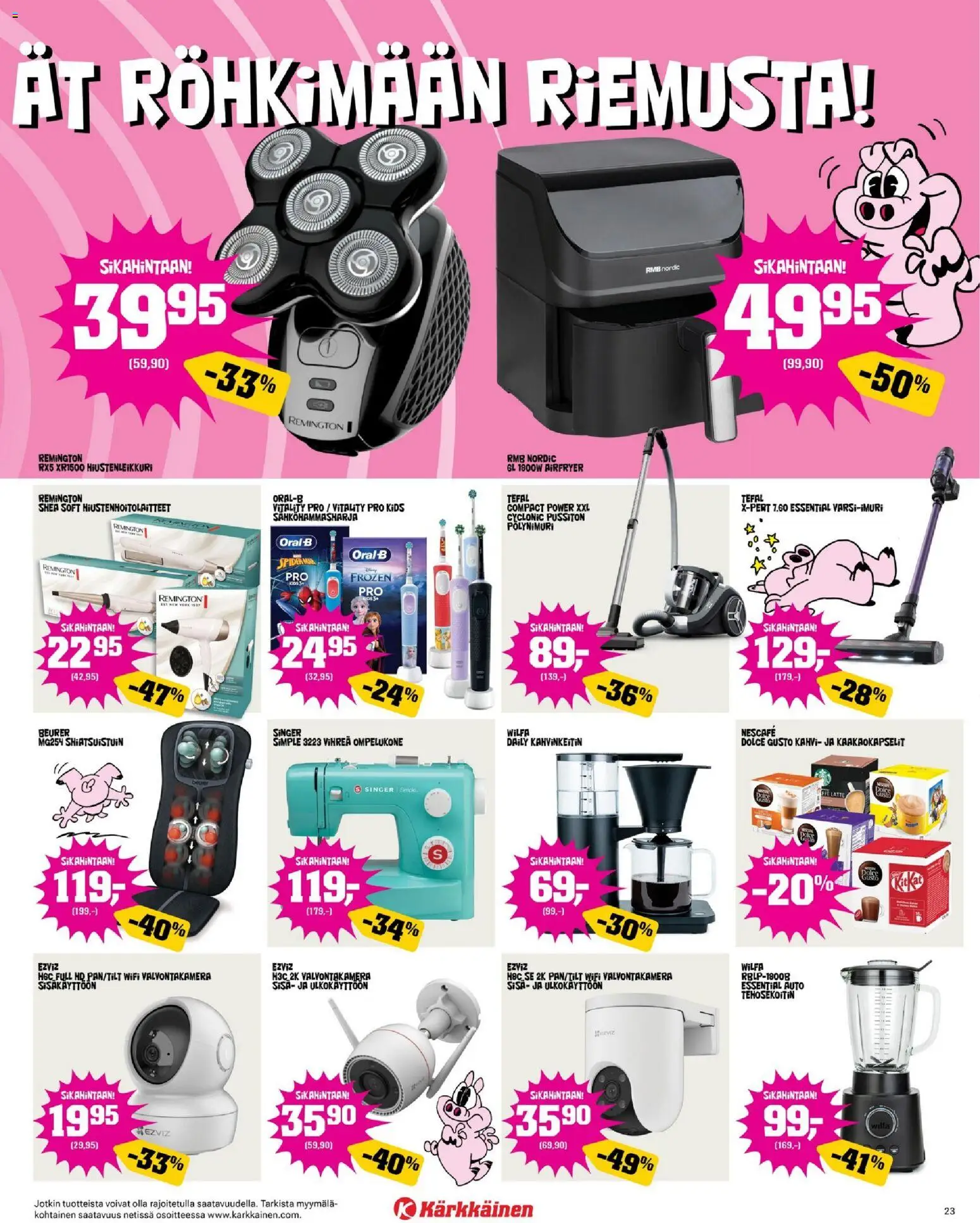 Kärkkäinen tarjoukset – voimassa 08.04.2026 alkaen | Sivu: 23 | Tuotteet: Kahvinkeitin, Ompelukone, Sähköhammasharja, Kahvi