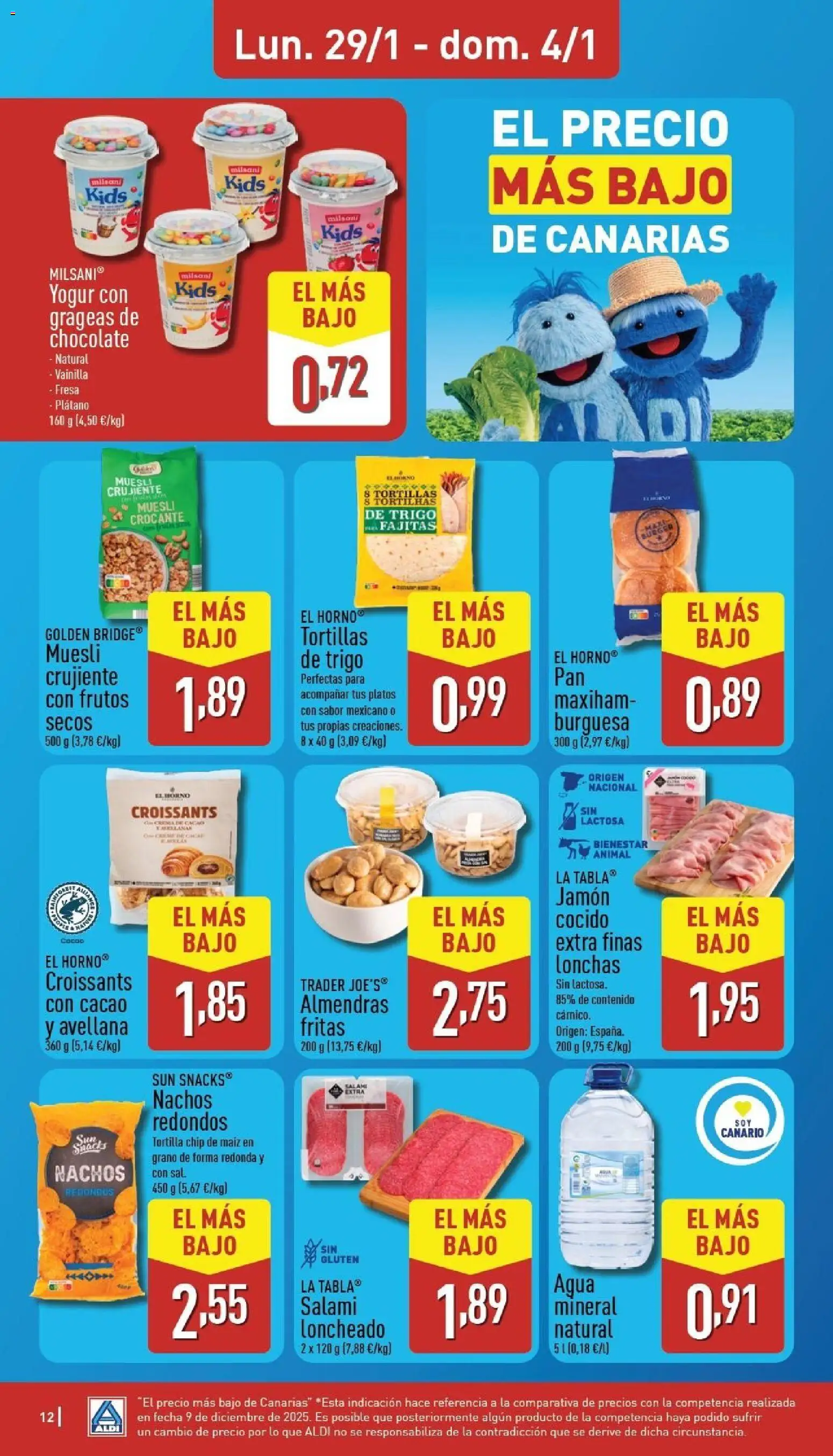 Aldi folleto Canarias │ válido desde el 29.12.2025 | Página: 12 | Productos: Καλτσάκια μισά, Croissant, Salami, Φρυγανιές σικάλεως