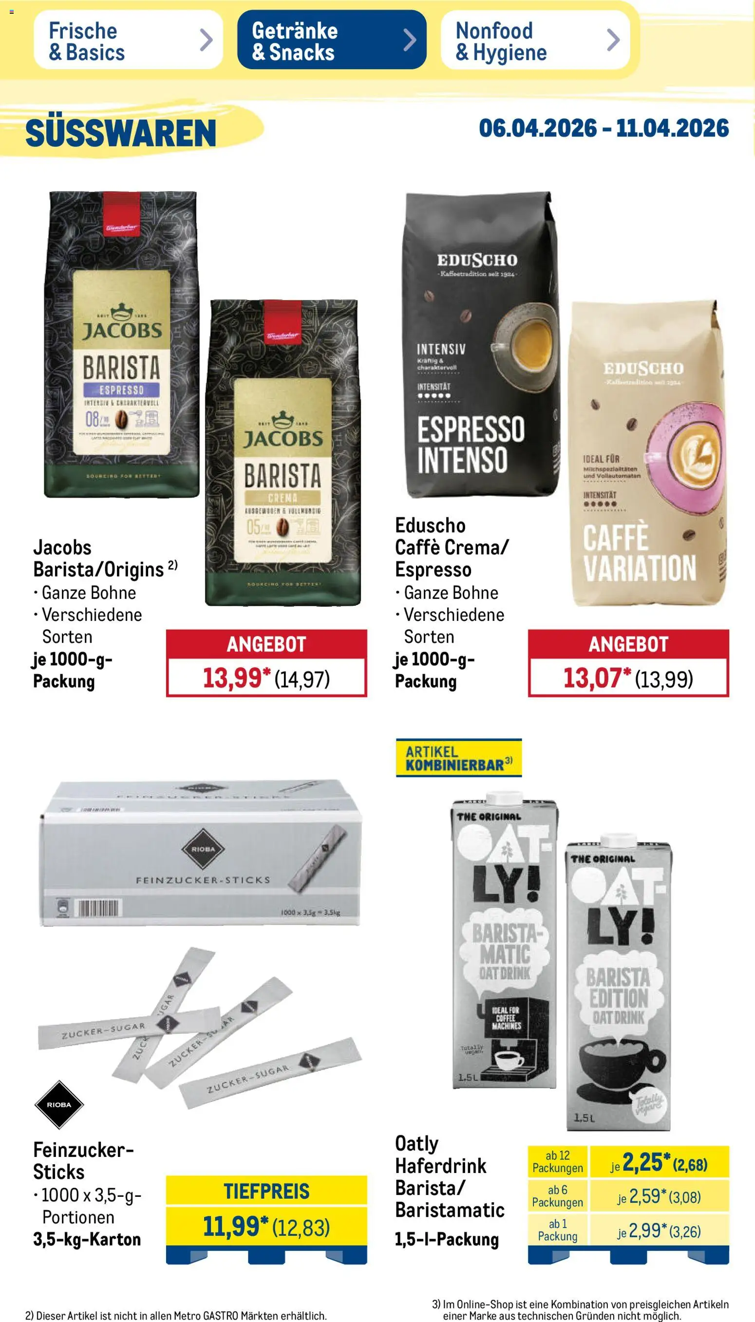 Metro Prospekt 	 – gültig ab 06.04.2026 | Seite: 38 | Produkte: Haferdrink, Oatly, Eduscho
