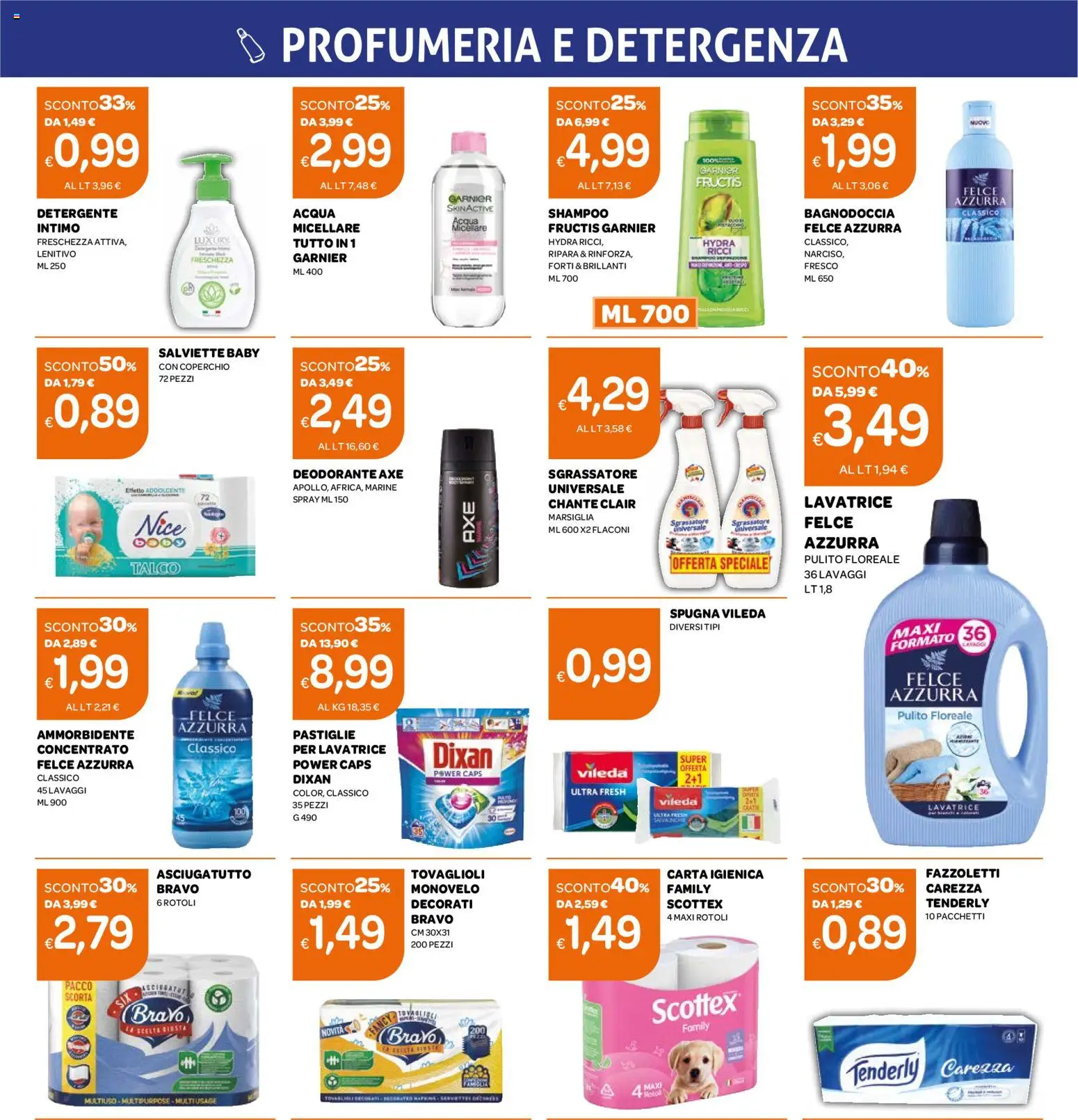 Volantino Ekom del 04.11.2025 | Pagina: 5 | Prodotti: Detergente, Intimo, Talco, Acqua