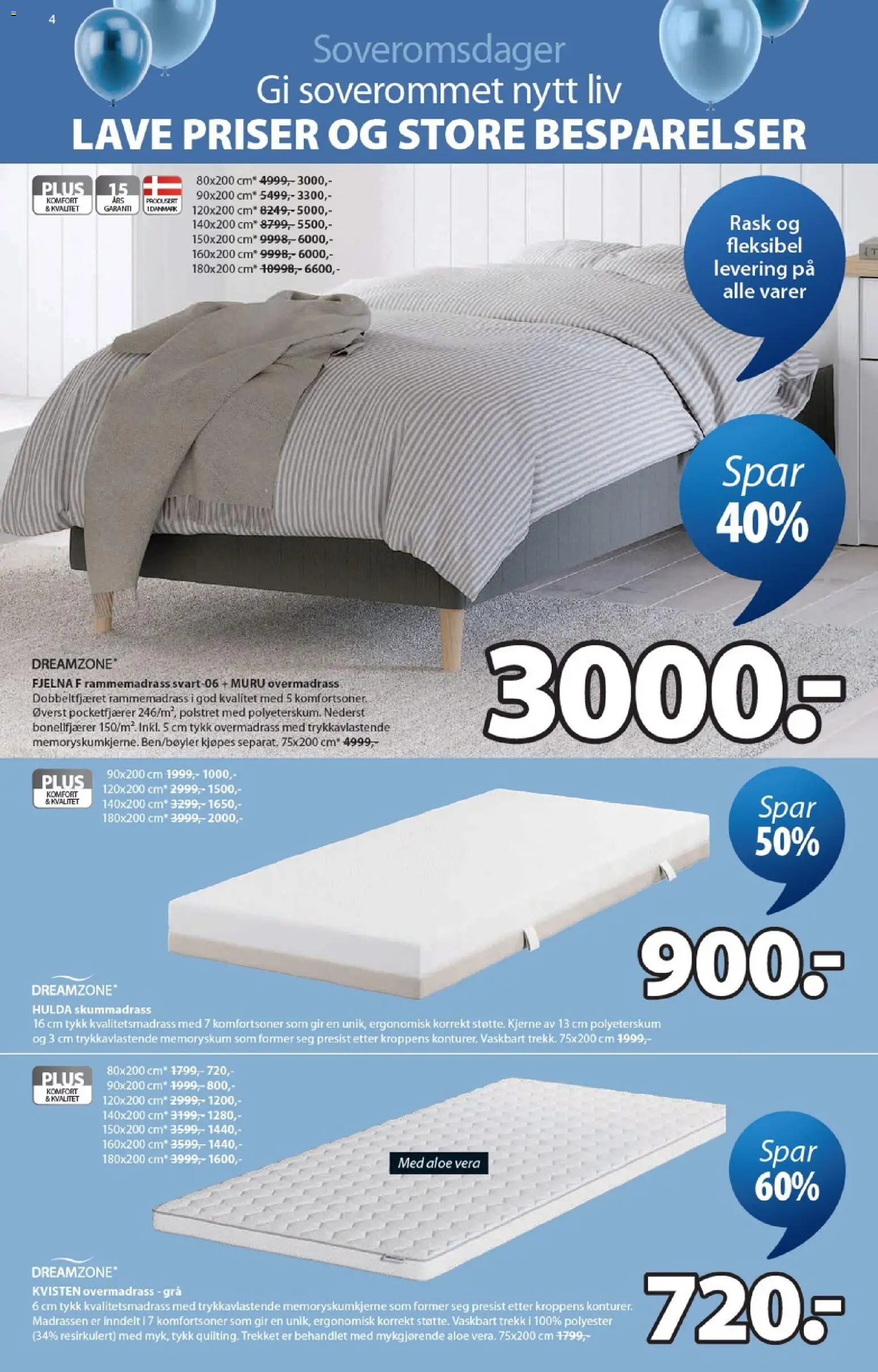 {H1} | Side: 4 | Produkter: Overmadrass, Rammemadrass, Gâteaux secs