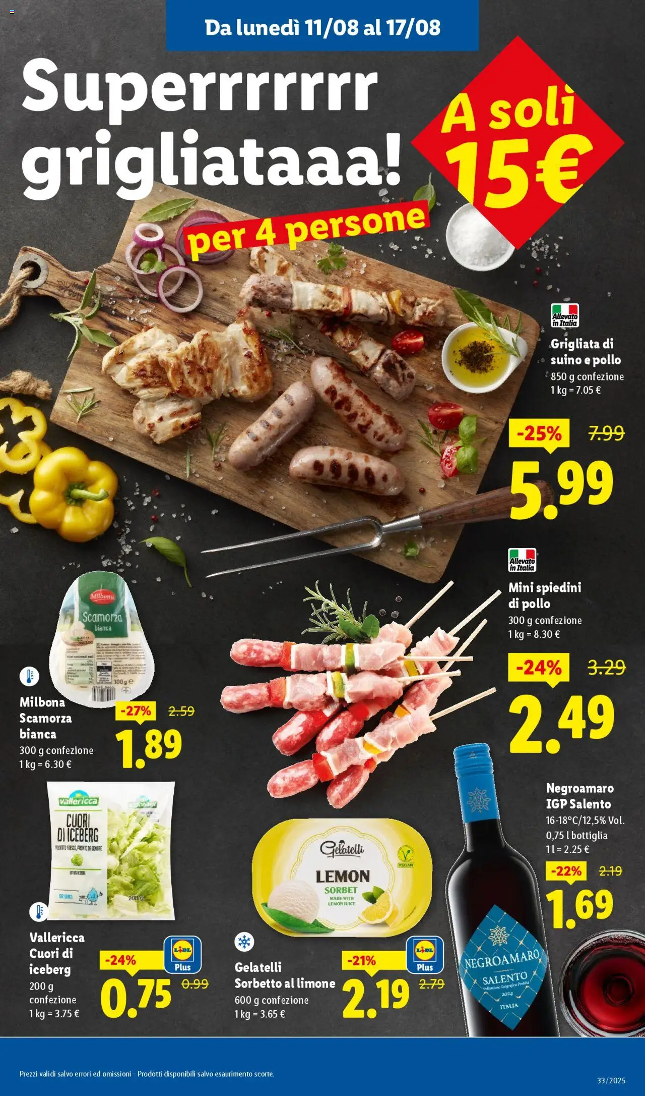 Volantino Lidl del 11.08.2025 | Pagina: 5 | Prodotti: Pollo, Limone, Spiedini, Bottiglia