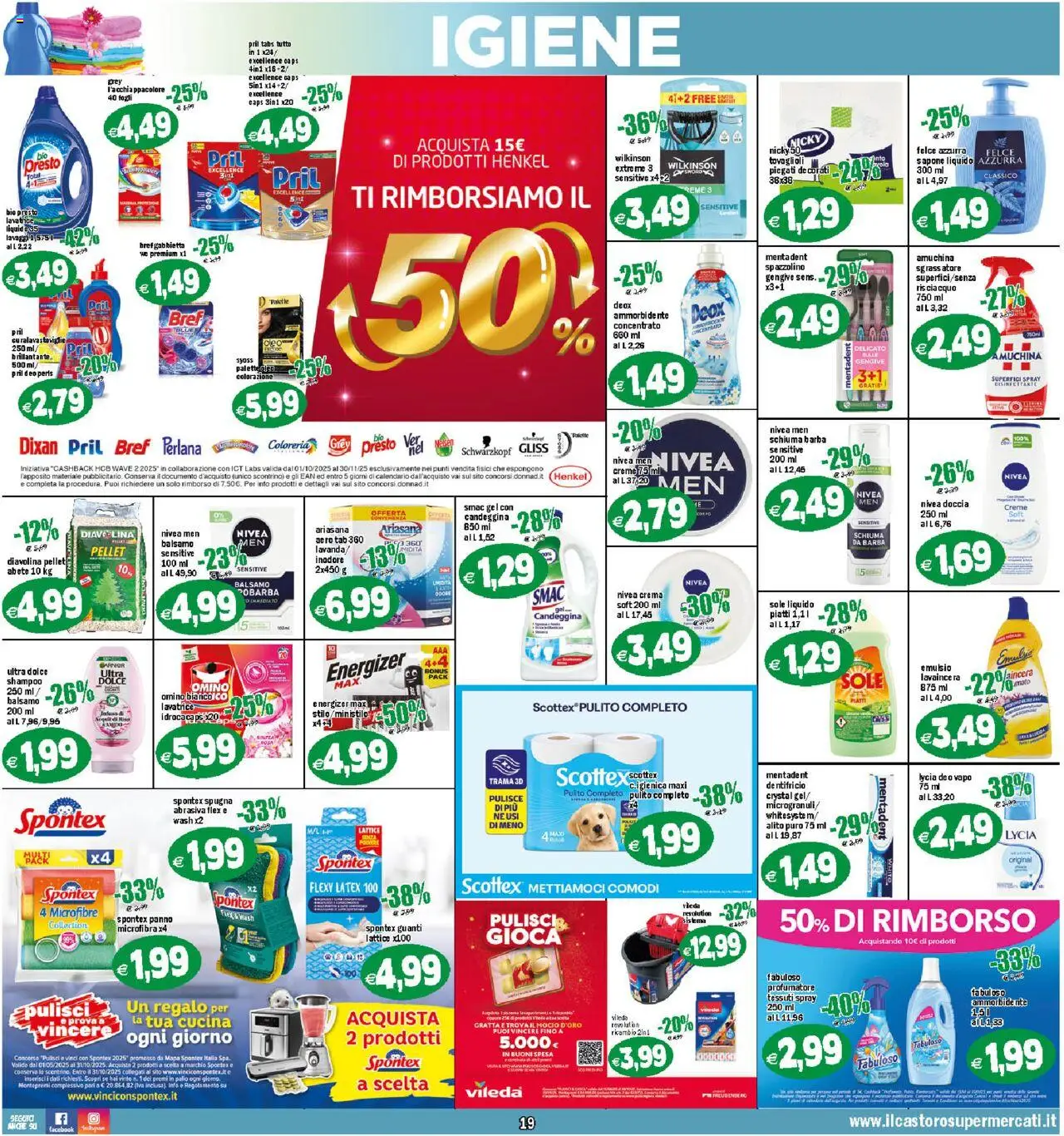 Volantino Il Castoro del 17.10.2025 | Pagina: 19 | Prodotti: Balsamo, Spray disinfettante, Mocio, Menta