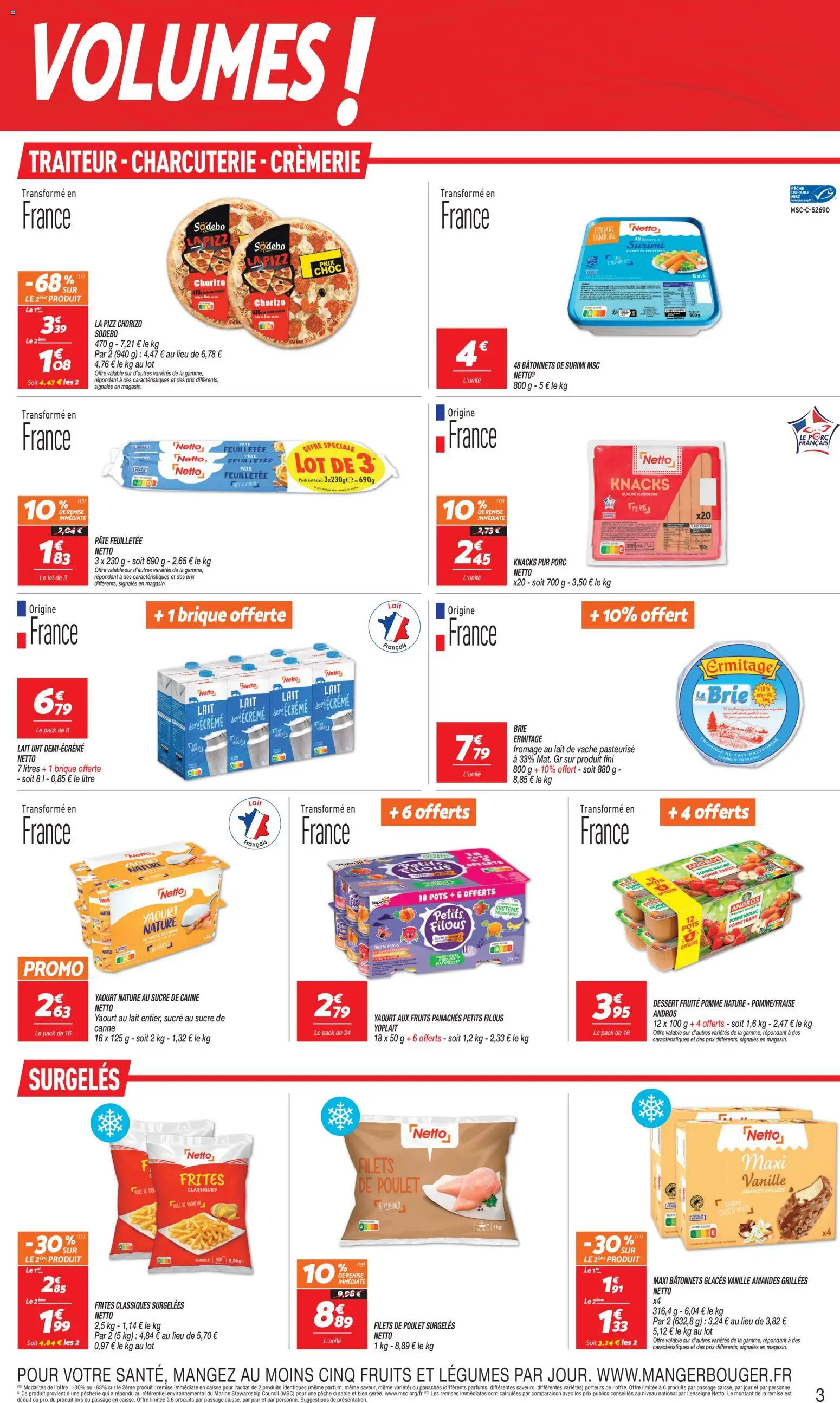 {H1} | Page: 3 | Produits: Glaces, Poids, Pâte feuilletée, Brie