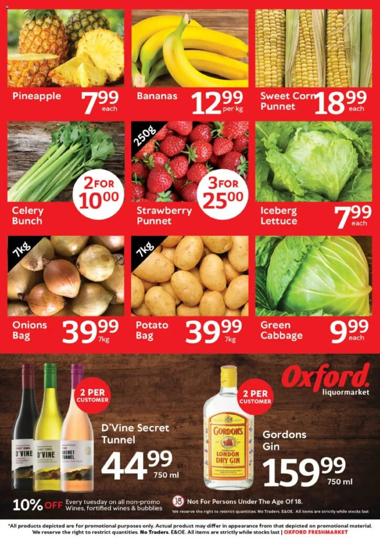New Oxford Freshmarket catalogue – valid from 20.09.2025 | Page: 5 | Products: Bananas, Gin, Onions, Lettuce