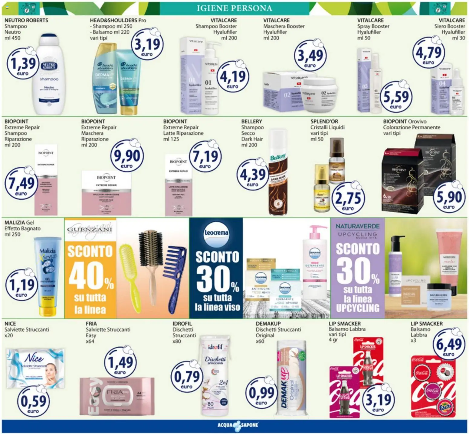 Volantino Acqua e Sapone del 20.04.2026 | Pagina: 6 | Prodotti: Maschera, Salviette struccanti, Detergente, Dischetti struccanti