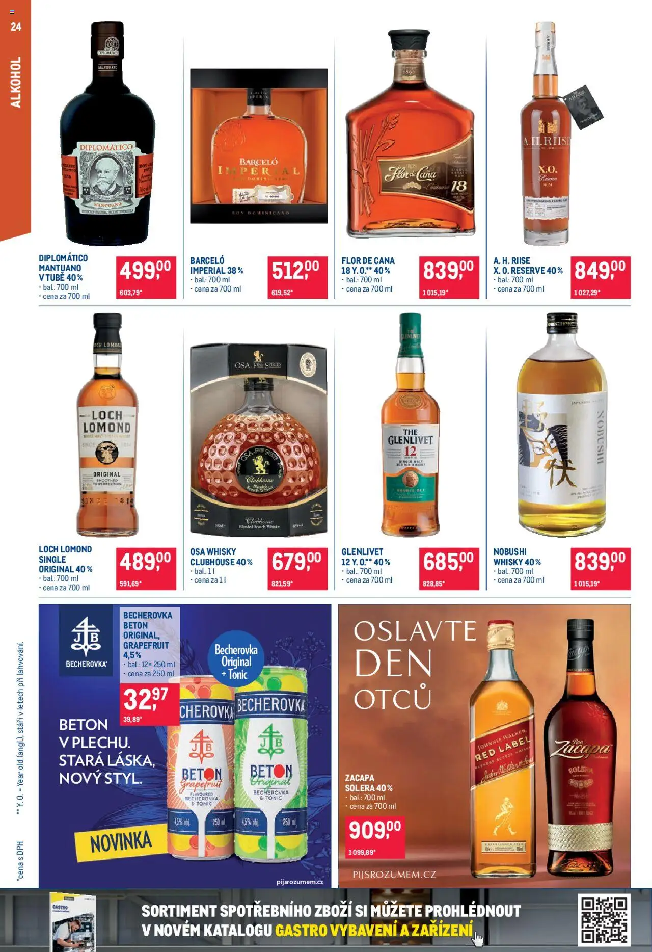 Makro leták - Pro milovníky jídla od 04.06.2025 | Strana: 24 | Produkty: Diplomatico, Whisky, Tonic, Becherovka