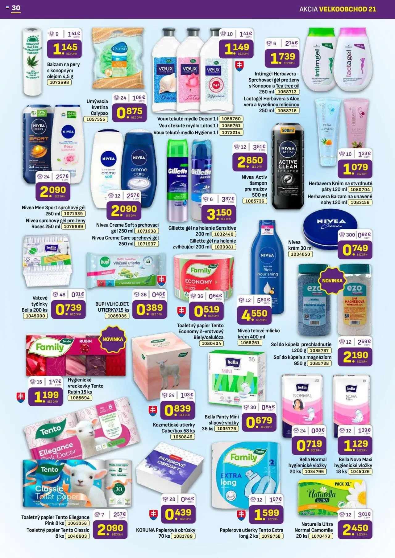 Nové Libex akcie – leták je platný od 20.10.2025 | Strana: 30 | Produkty: Mlieko, Šampón, Toaletný papier, Sprchový gél