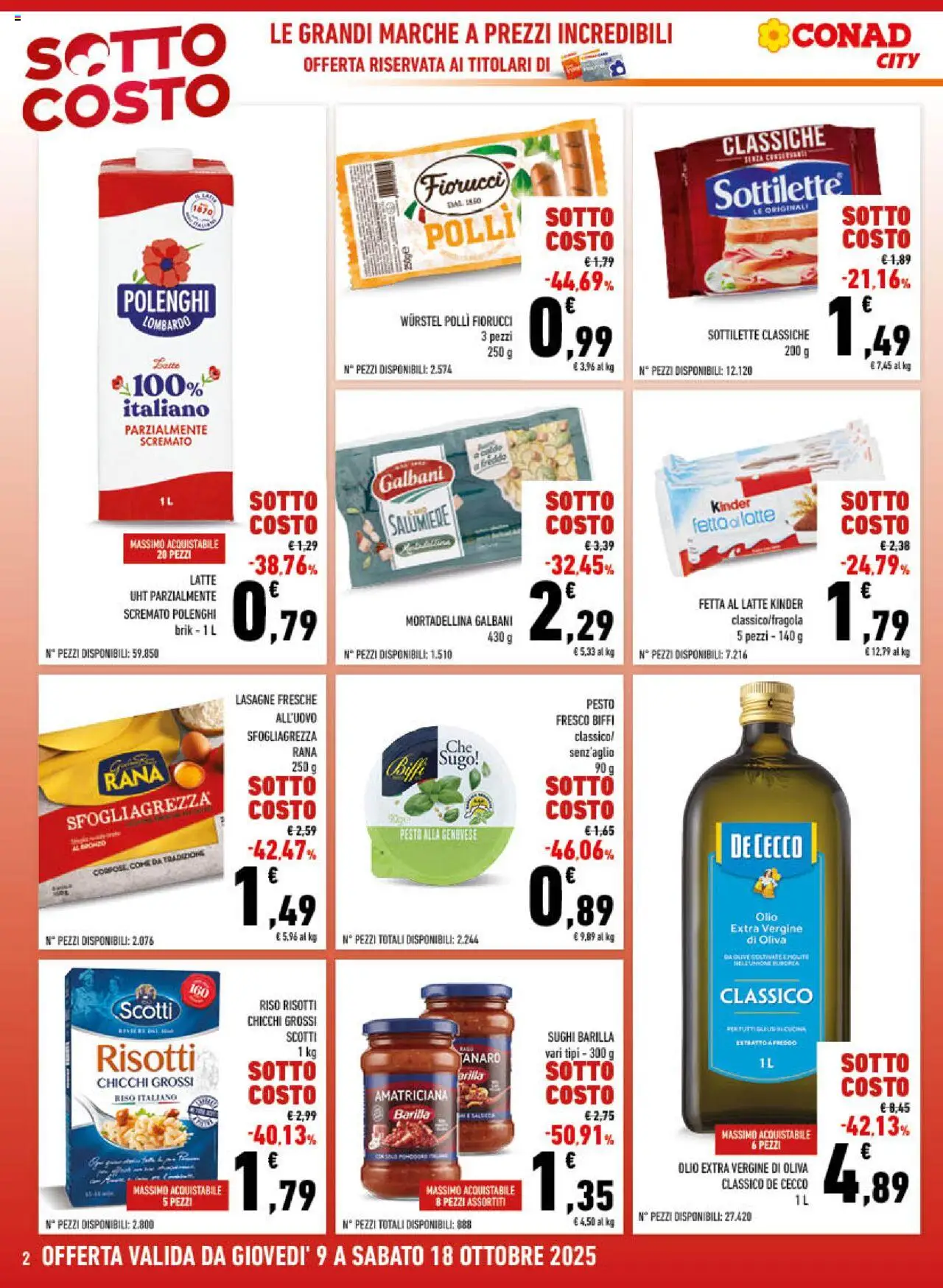 Volantino Conad del 09.10.2025 | Pagina: 2 | Prodotti: Riso, Olive, Mortadella, Sugo