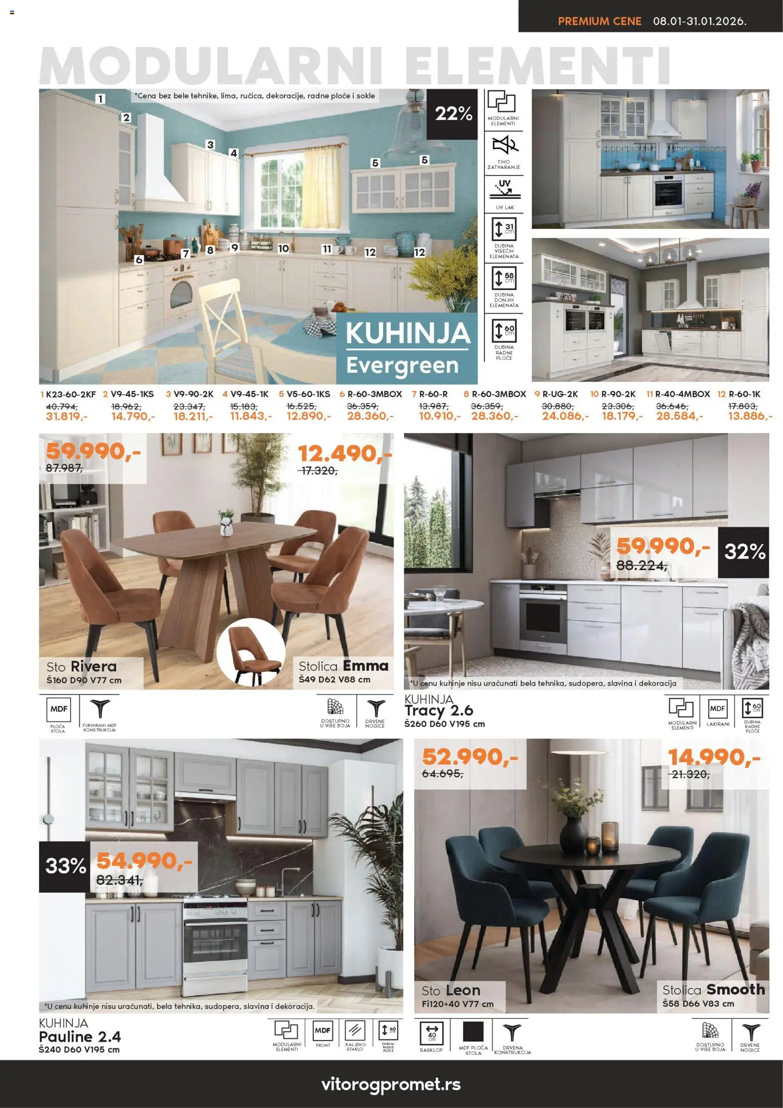 Vitorog katalog - važi od 08.01.2026 | Strana: 5 | Proizvode: Sto, Stolica, Kuhinja