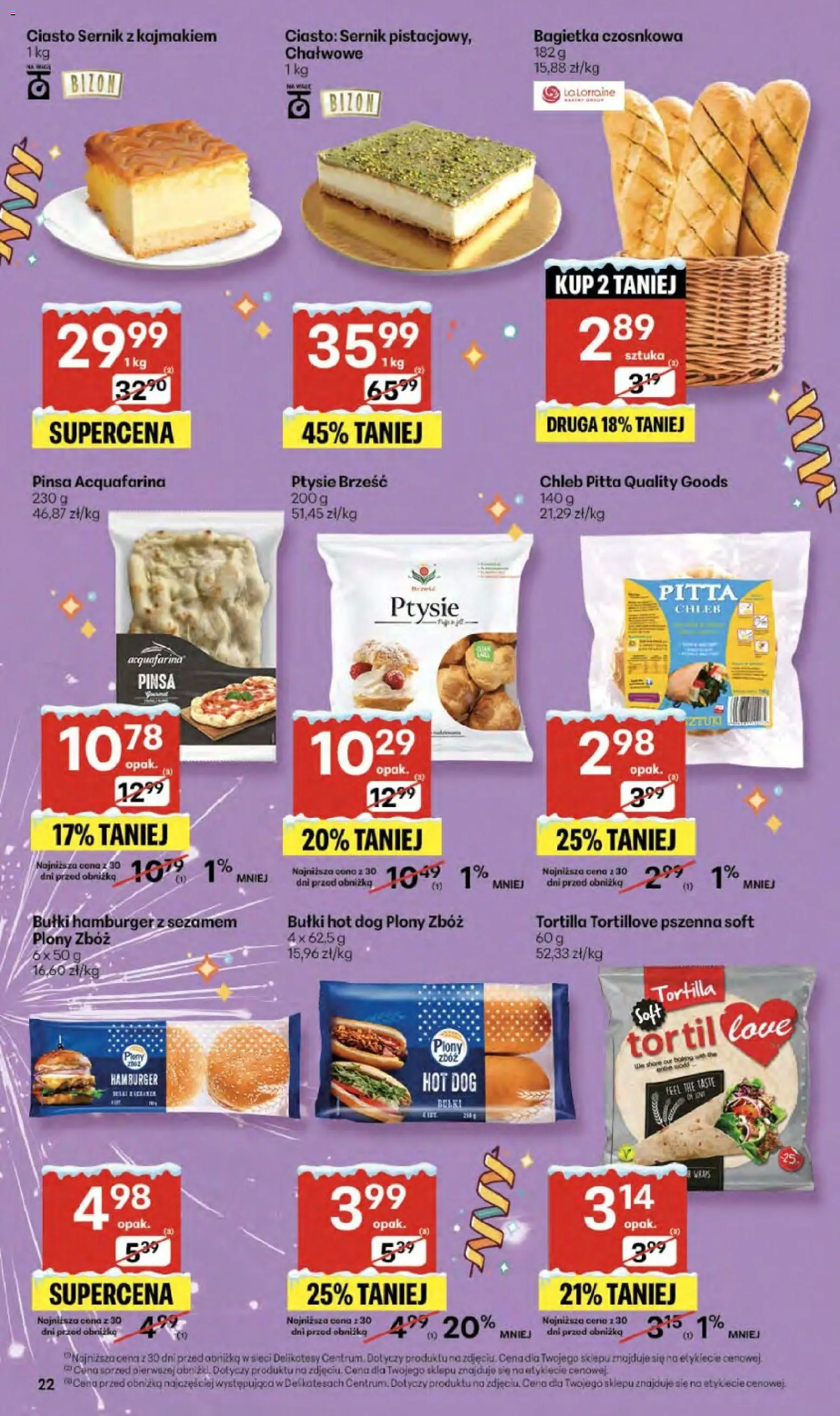 Delikatesy Centrum Gazetka od 29.12.2025 | Strona: 22 | Produkty: Ciasto, Bagietka czosnkowa, Delikatesy, Chleb