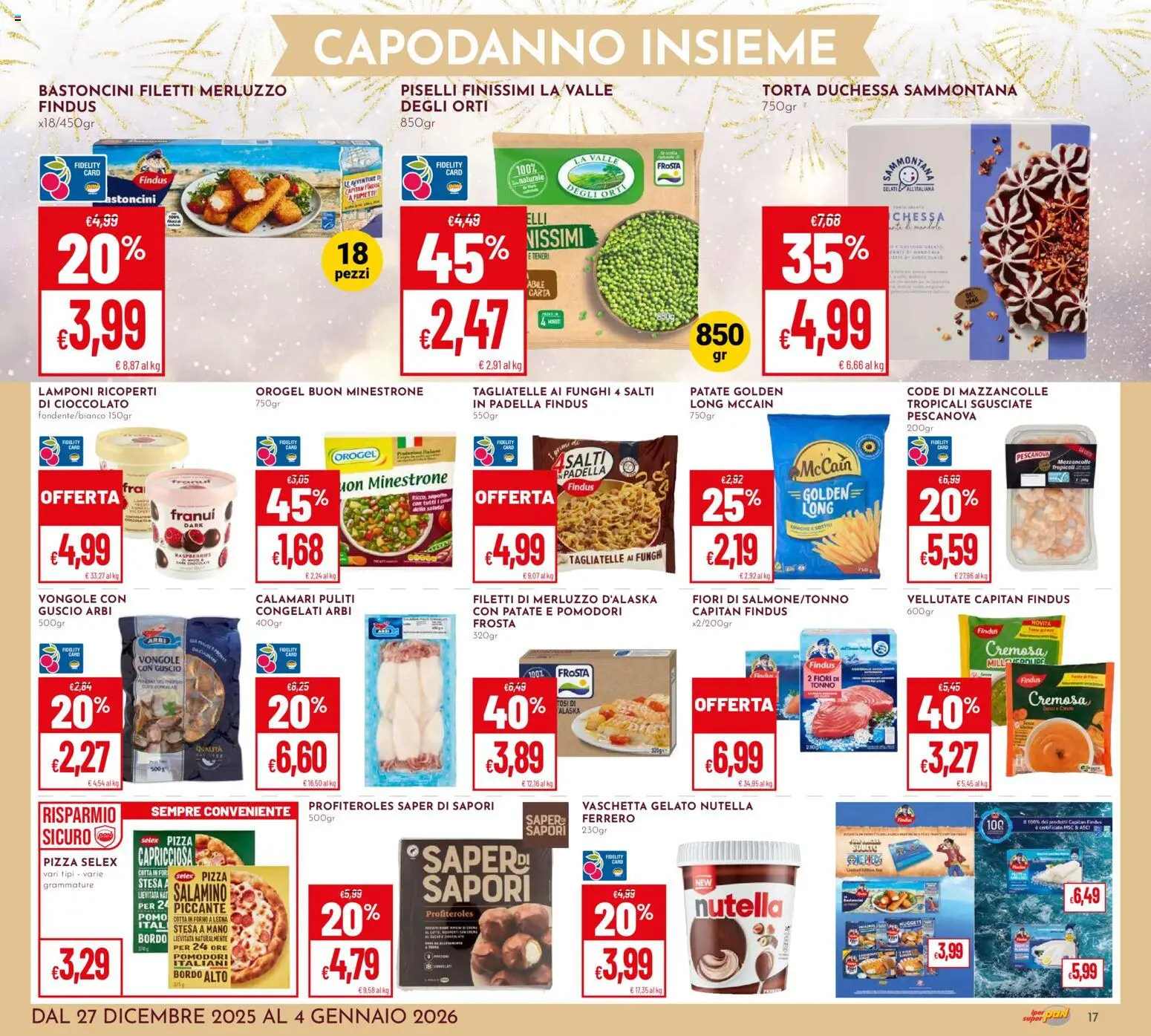 Volantino Pan del 27.12.2025 | Pagina: 17 | Prodotti: Pizza, Lamponi, Nuggets, Forno