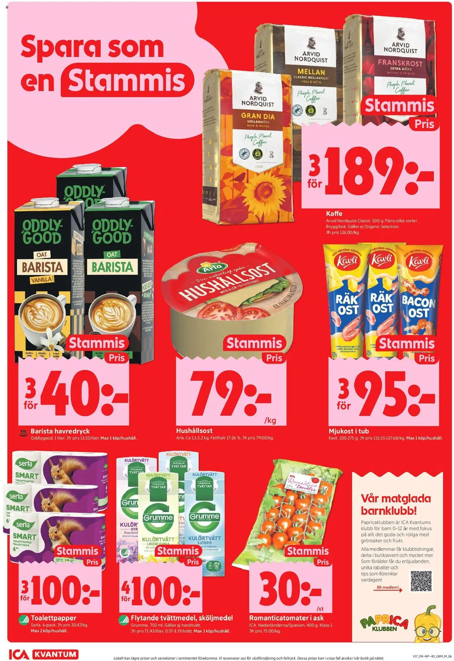 ICA Kvantum reklamblad aktuell från 20.04.2026 | Sida: 8 | Produkter: Galler, Hushållsost, Kaffe, Mjukost