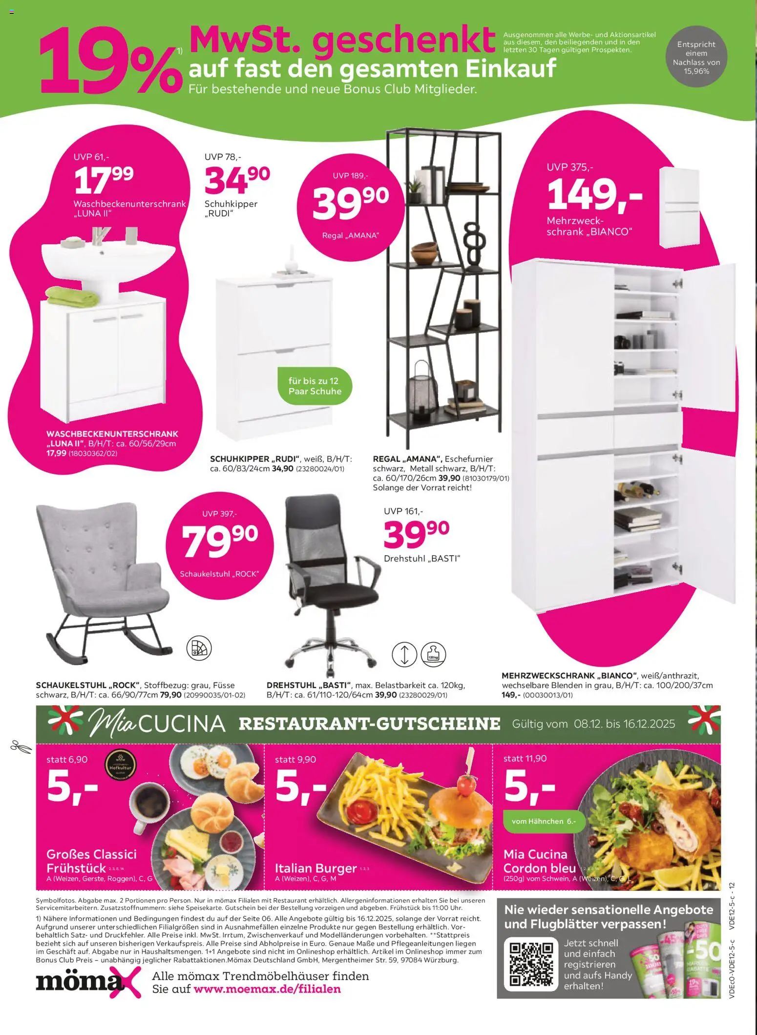 Mömax Prospekt 	 – gültig ab 08.12.2025 | Seite: 12 | Produkte: Regal, Schrank, Schuhkipper, Burger