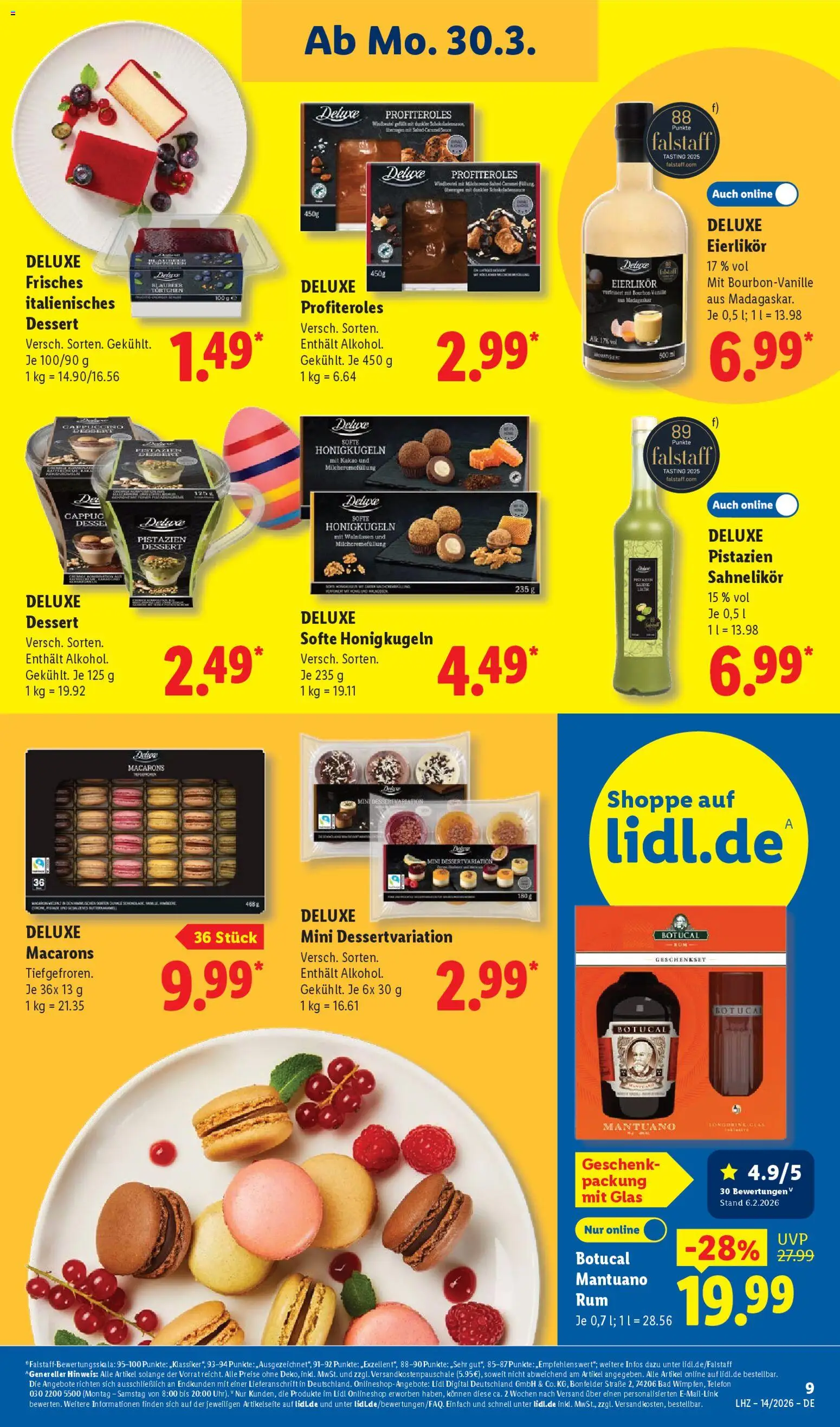 Lidl Německo leták od 30.03.2026 | Strana: 21 | Produkty: Profiteroles, Rum, Telefon, Deluxe