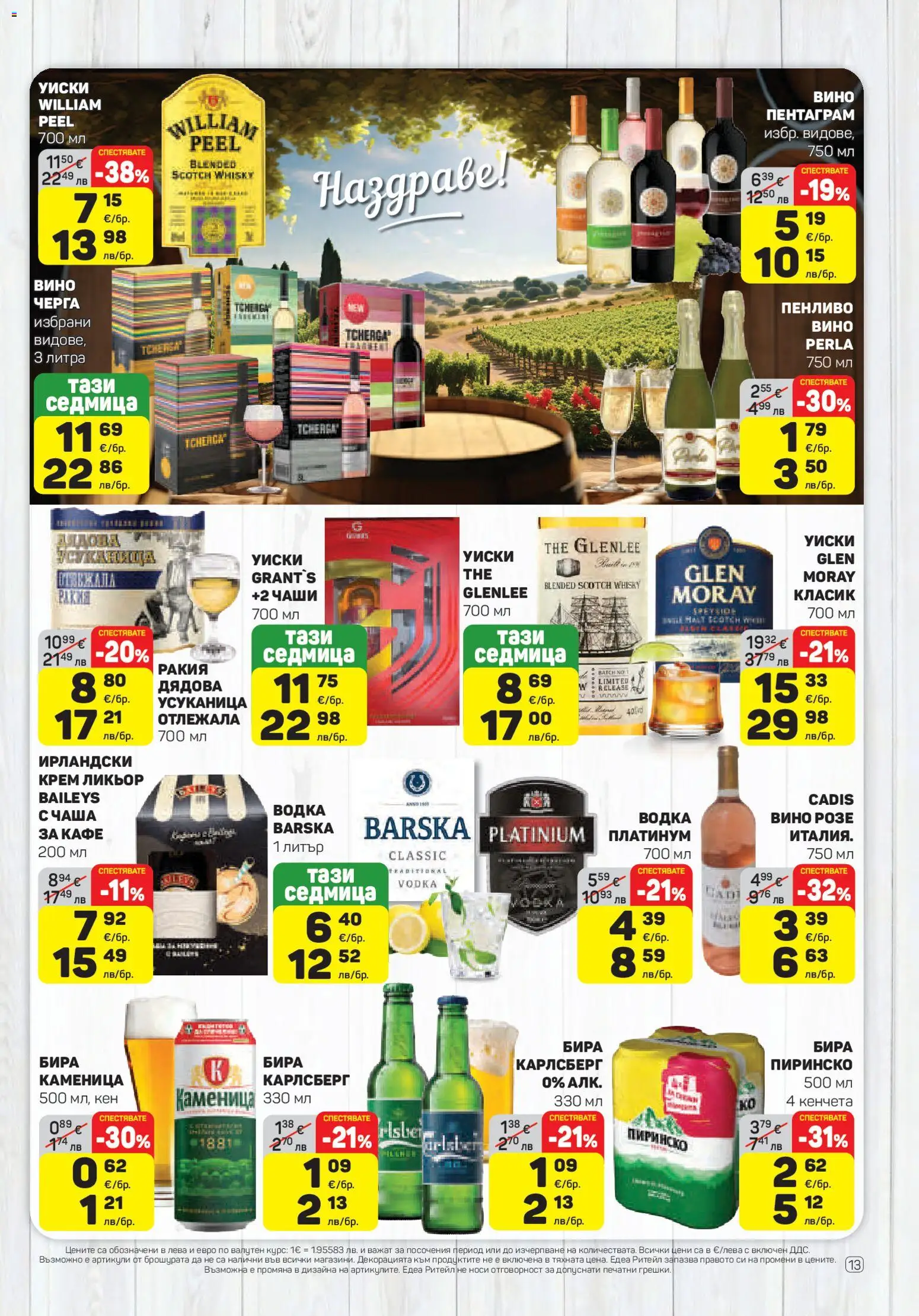 {H1} | Страница: 13 | Продукти: Крем, Вино, Бира, Ракия