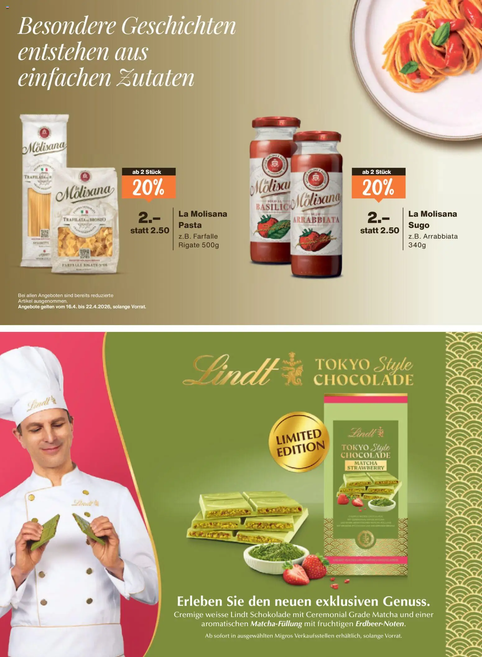 Migros aktionen Magazin – gültig ab 15.04.2026 | Seite: 4 | Produkte: Schokolade, Pasta